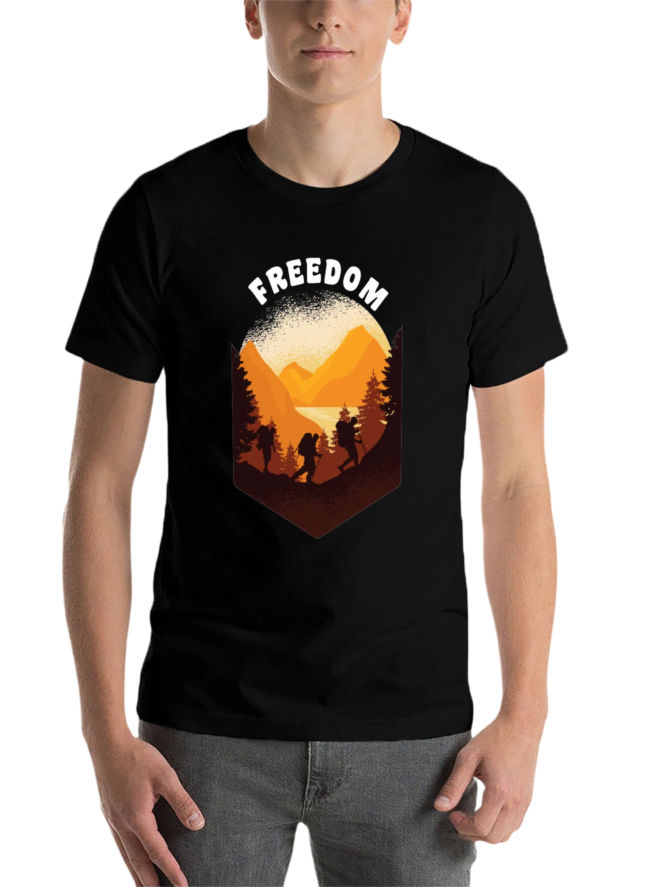 Black Freedom Hiking Adventure Graphic Tee view 7