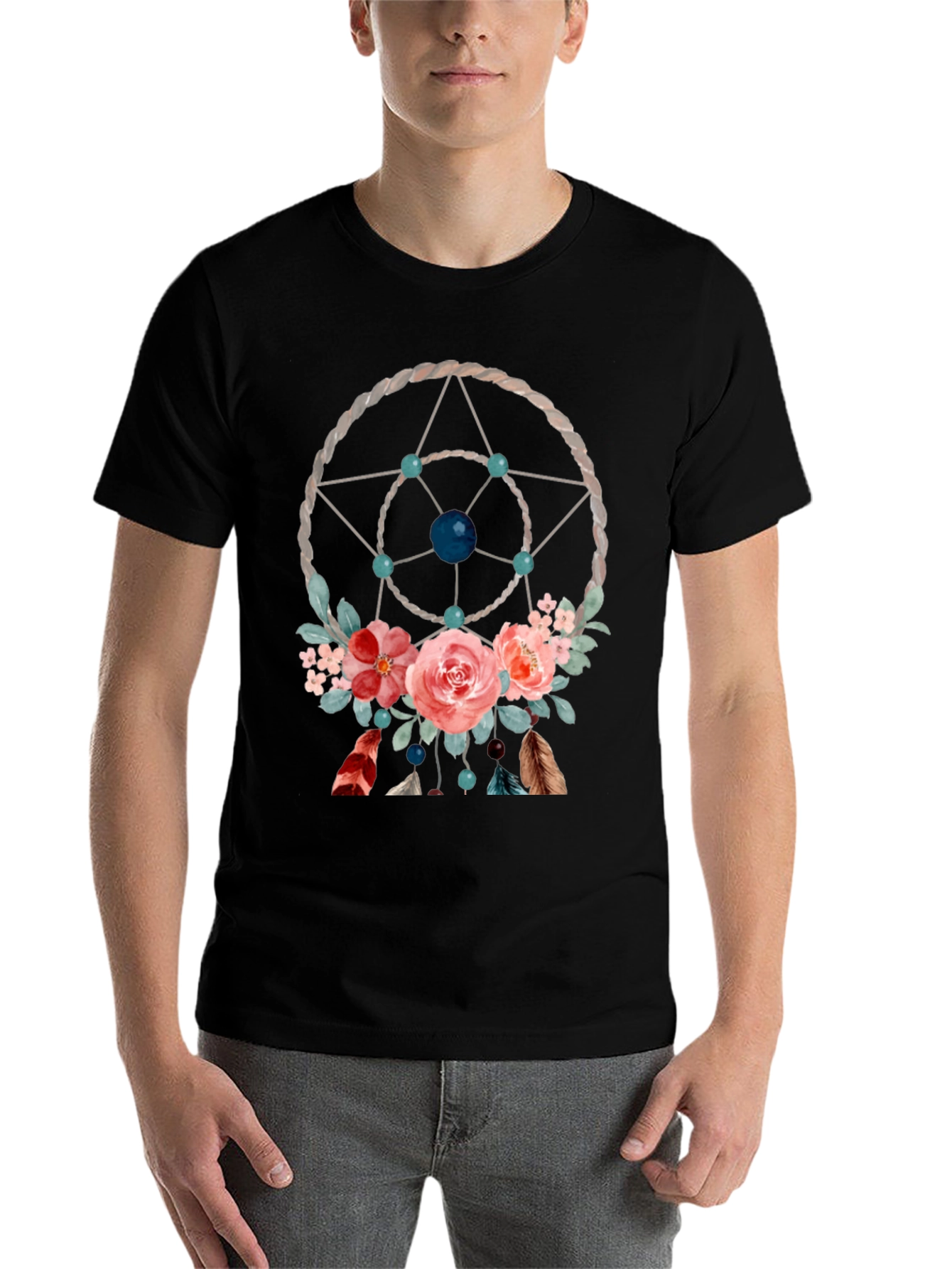 Black Dreamcatcher Floral Graphic Tee view 7