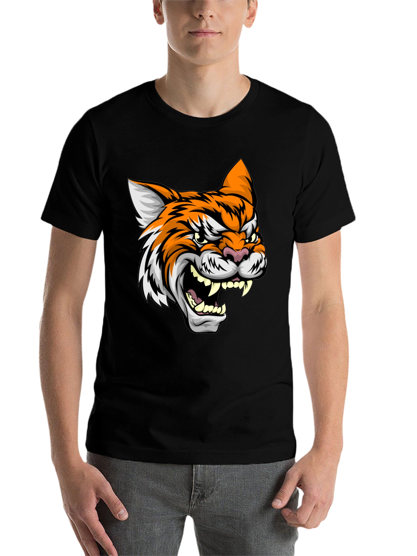 Black Tiger Graphic Black T-Shirt view 7