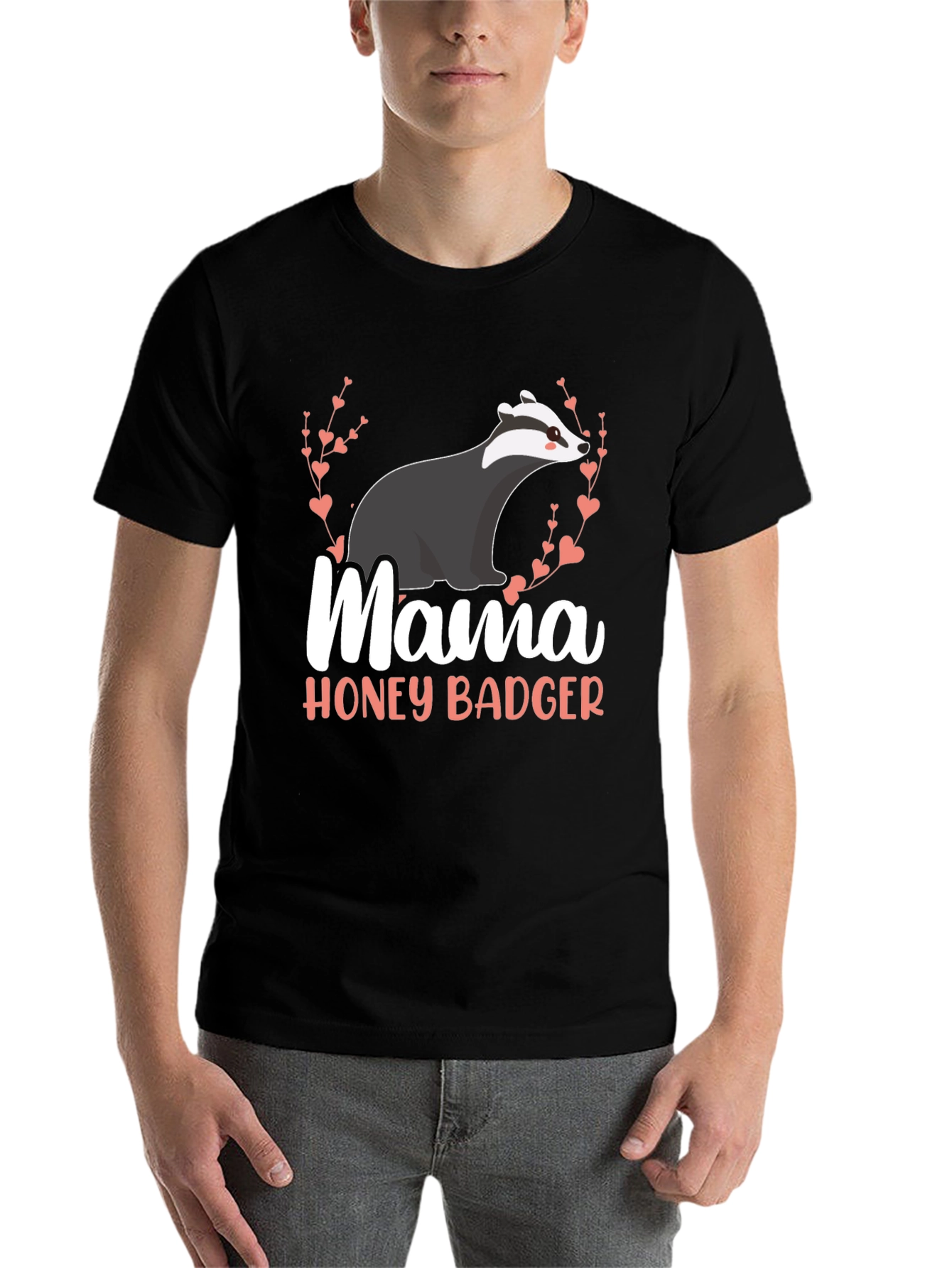 Black Mama Honey Badger T-Shirt - Cute Badger Design view 7