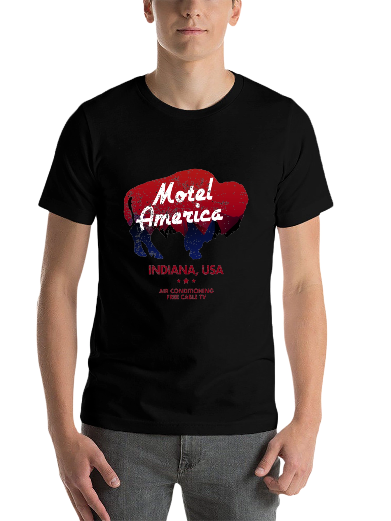 Black Motel America Indiana Bison T-Shirt view 7