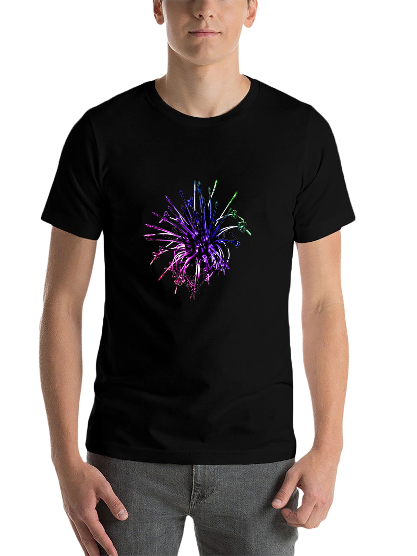 Black Abstract Floral T-Shirt - Black view 7