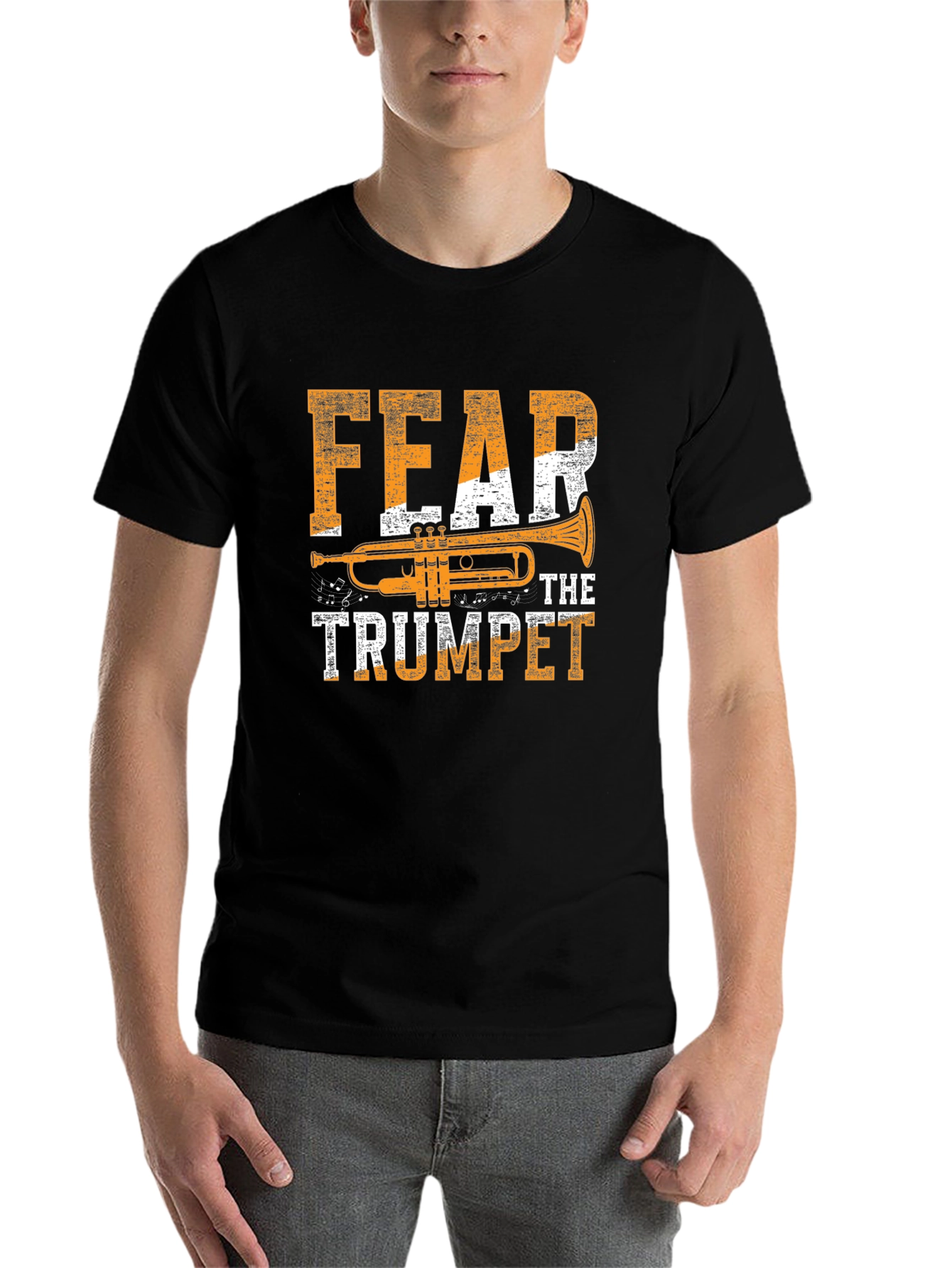 Black Fear The Trumpet Graphic T-Shirt - Musician Tee view 7