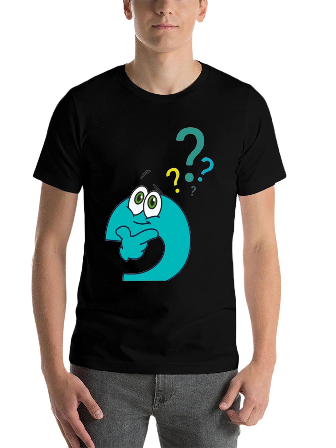 Black Thinking Question Mark Graphic T-Shirt view 7