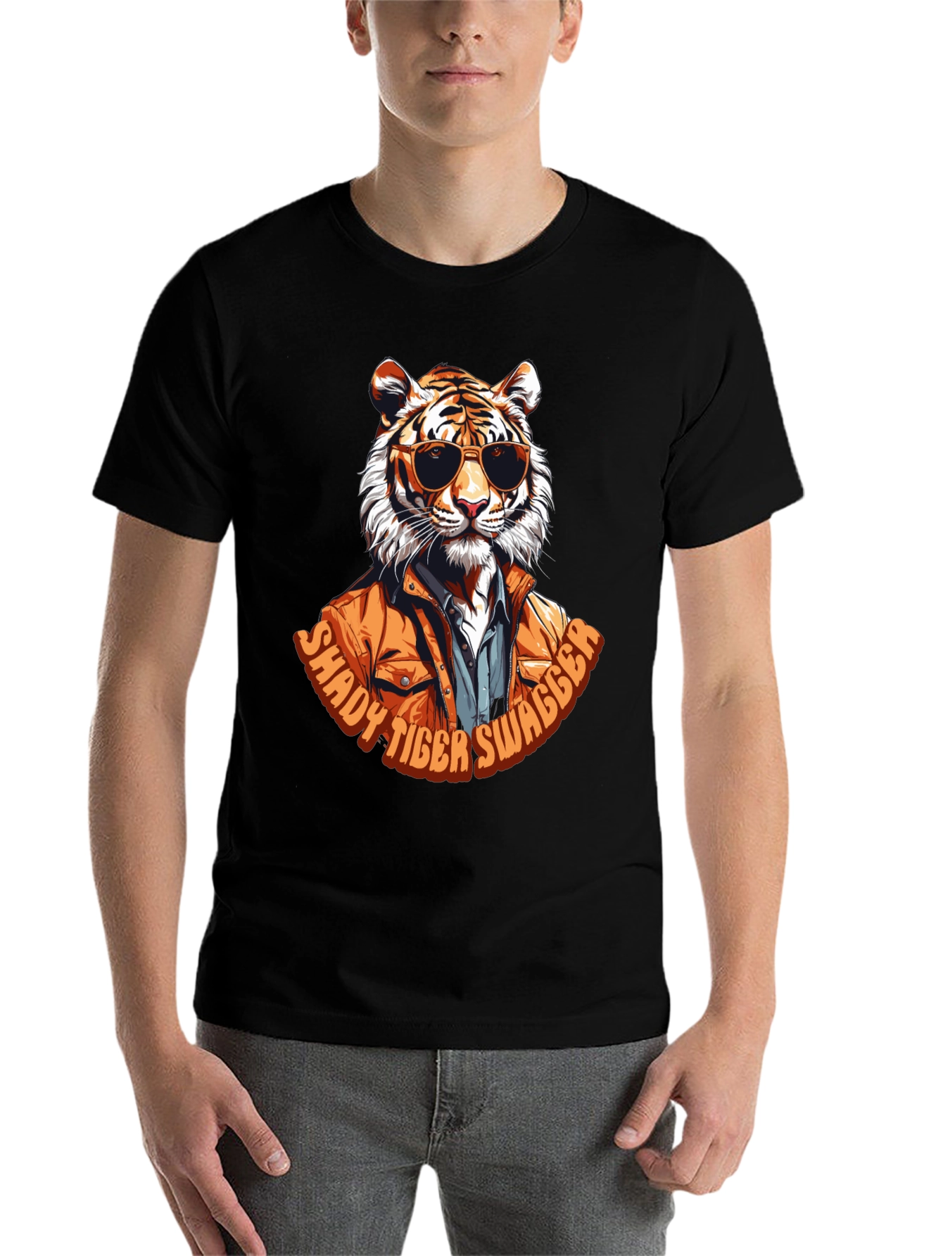 Black Shady Tiger Swagger T-Shirt view 7