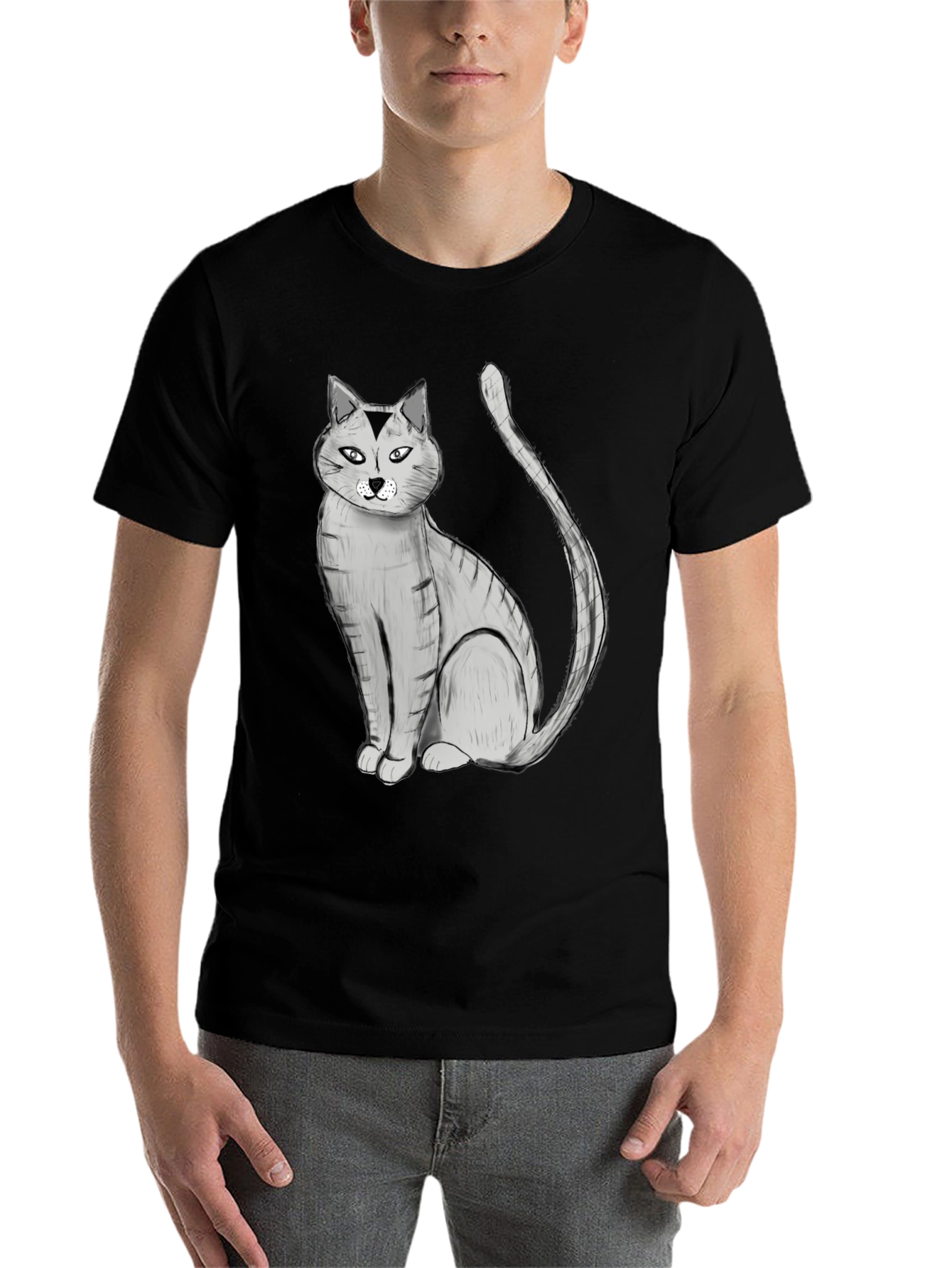 Black Black Cat Graphic Tee - Unisex Cotton Blend T-Shirt view 7