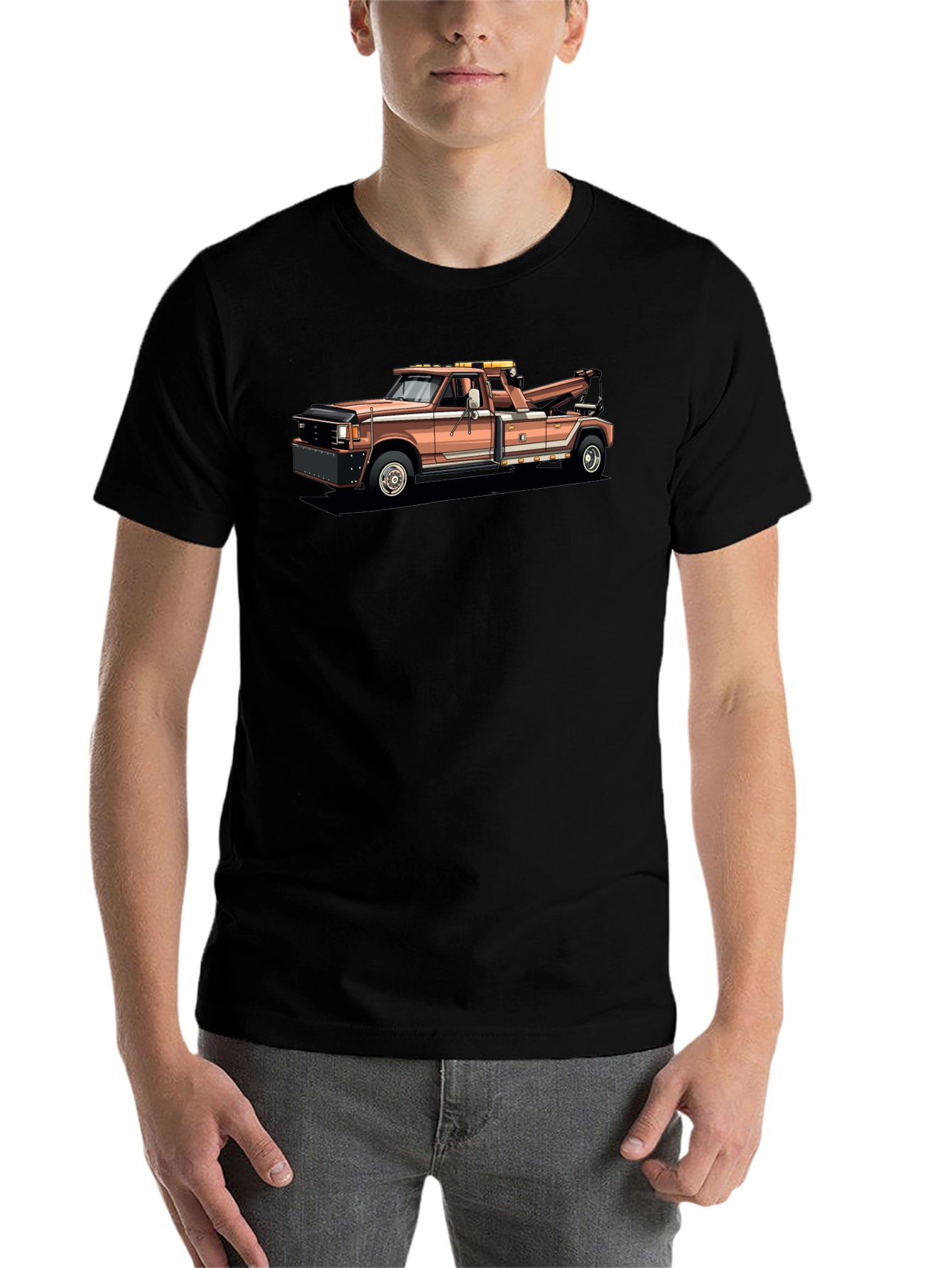 Black Vintage Tow Truck Graphic T-Shirt - Black view 7