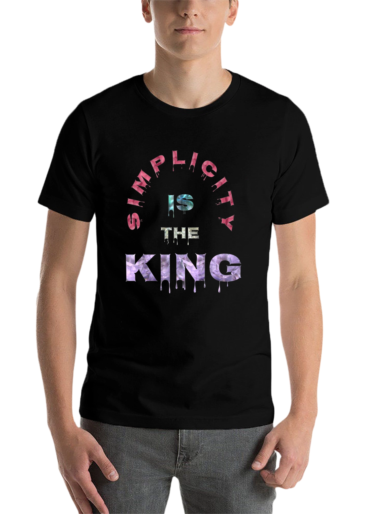 Black Simplicity is the King Graphic T-Shirt view 7