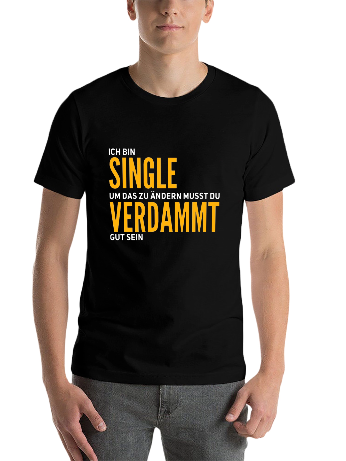 Black Ich Bin Single T-Shirt - Funny German Phrase Tee view 7
