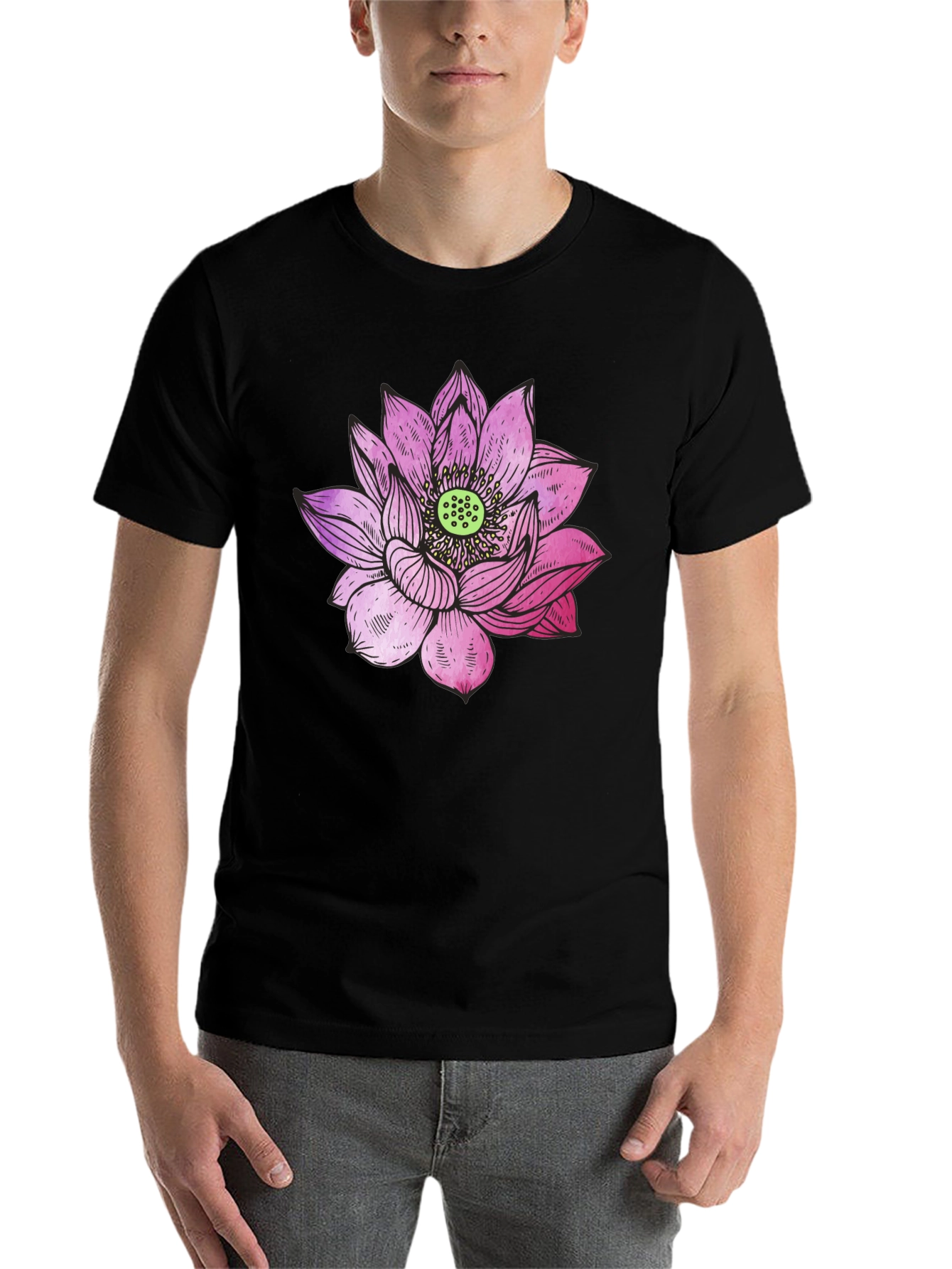 Black Lotus Flower Graphic Tee view 7
