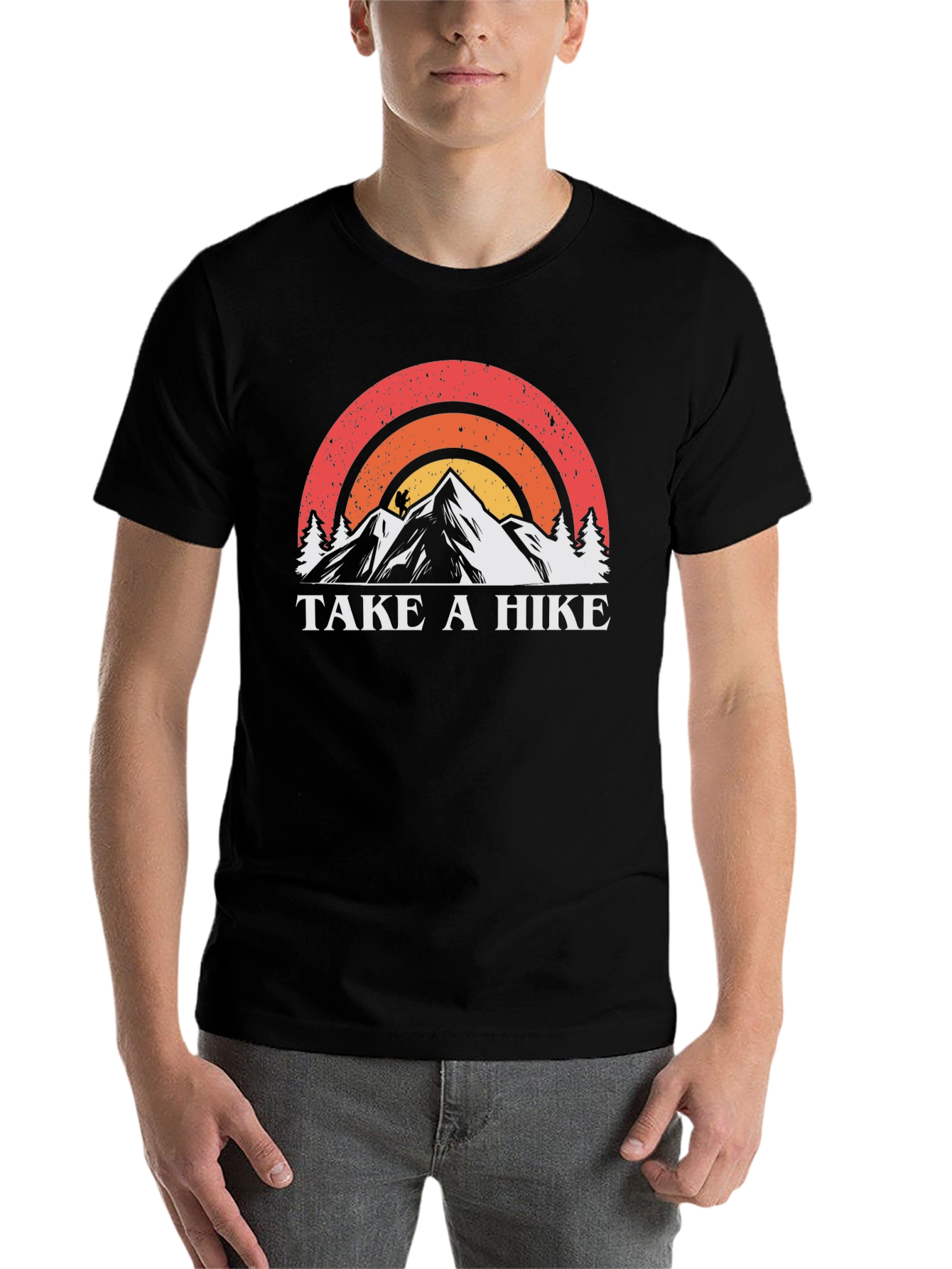 Black Take a Hike T-Shirt - Vintage Mountain Design view 7