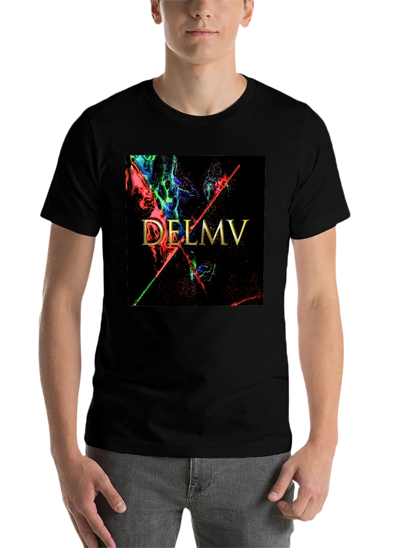 Black DELMV Abstract Graphic Black T-Shirt view 7