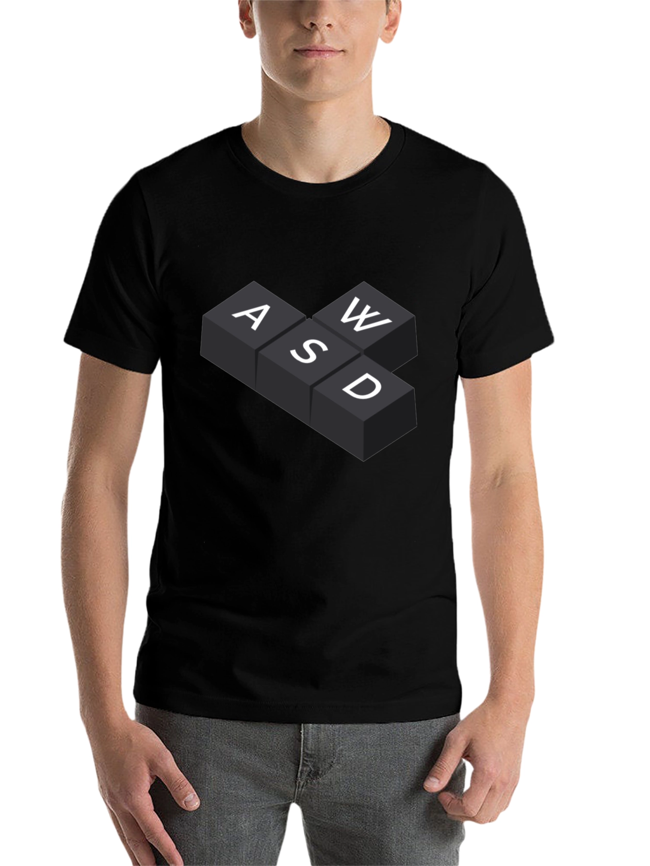 Black WASD Gaming Keys T-Shirt - Black view 7