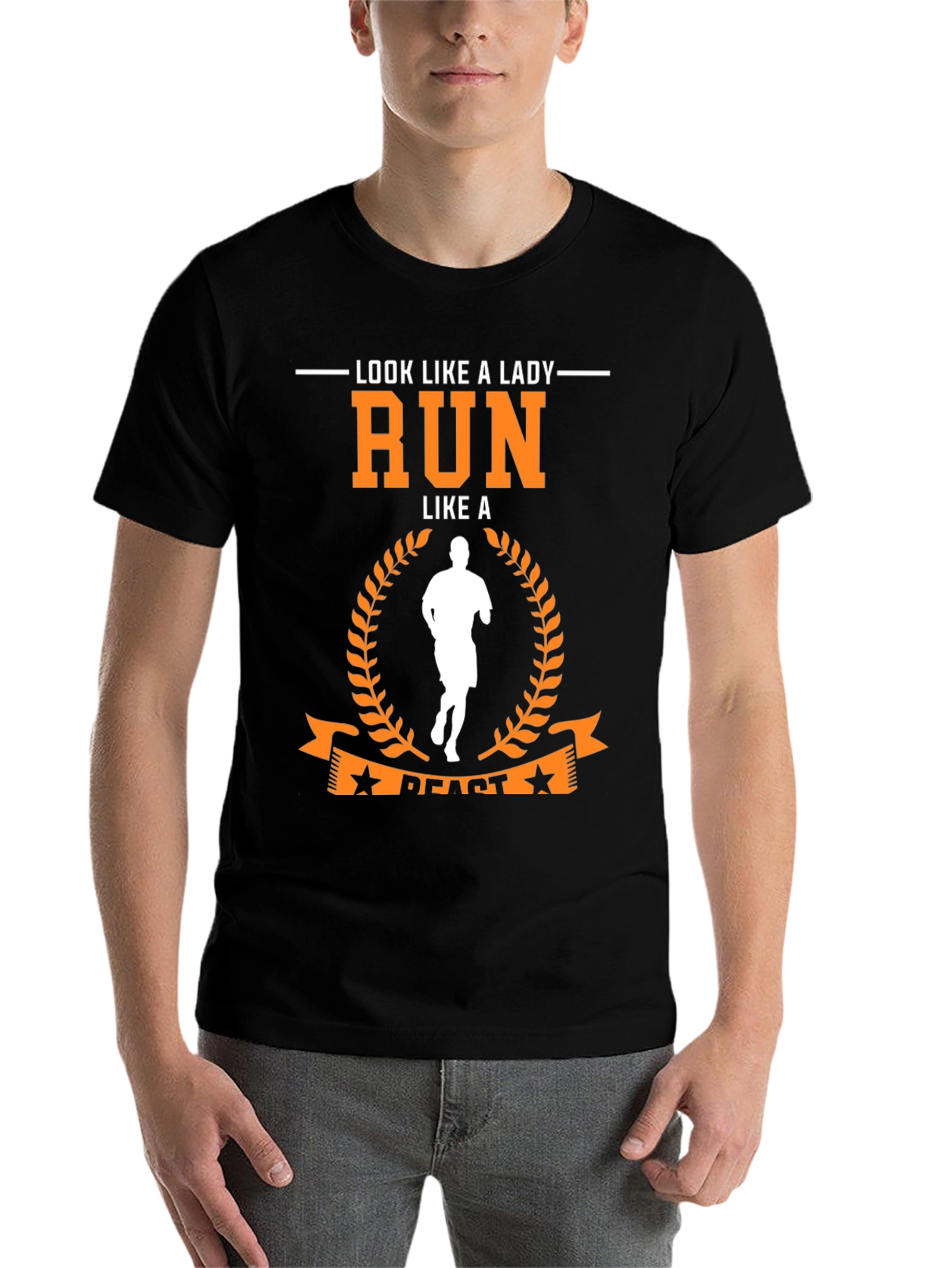 Black Look Like a Lady Run Like a Beast Black T-Shirt view 7