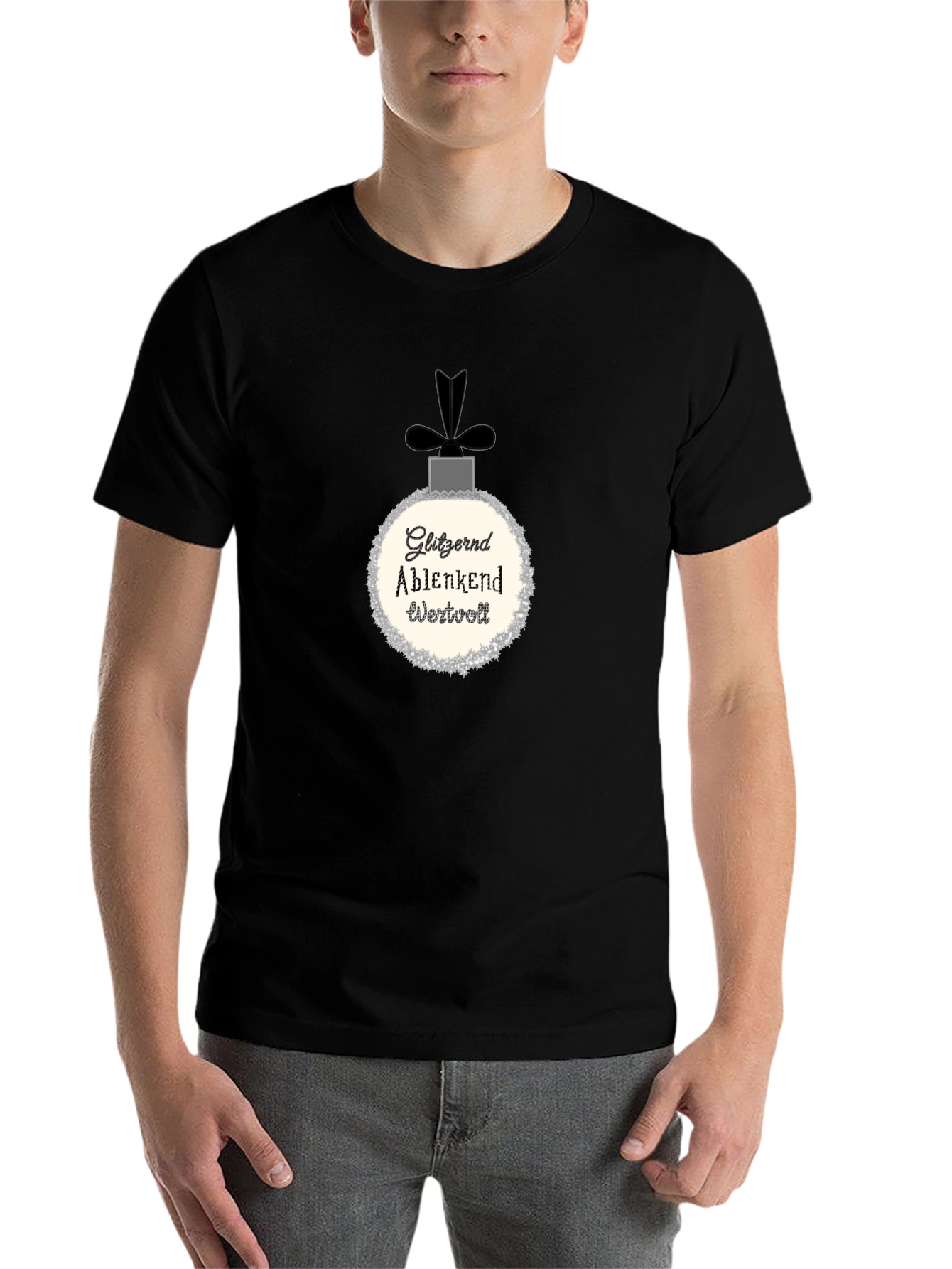 Black Gitzernd Ablenkend Wertvoll Christmas T-Shirt view 7