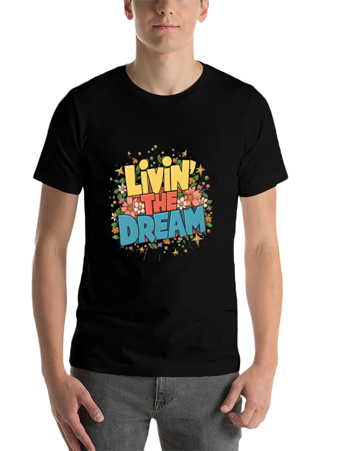 Black Livin' the Dream Graphic T-Shirt view 7