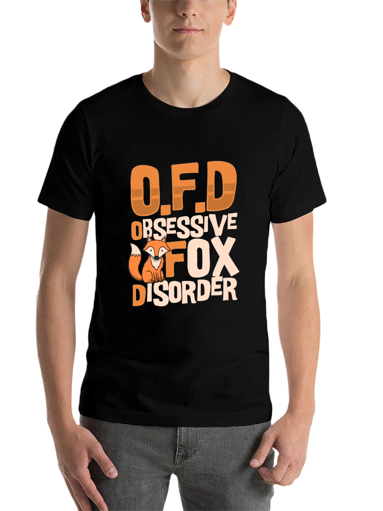 Black Obsessive Fox Disorder Black T-Shirt view 7