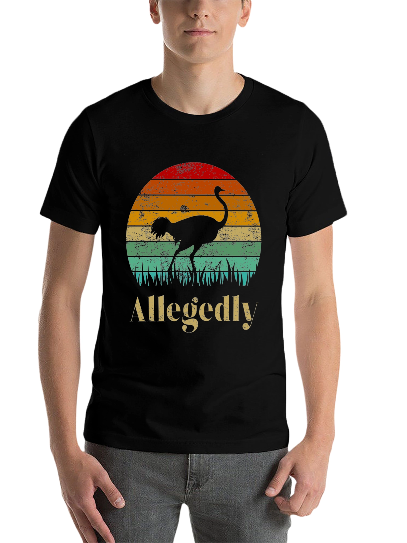 Black Allegedly Ostrich Sunset Graphic Tee view 7