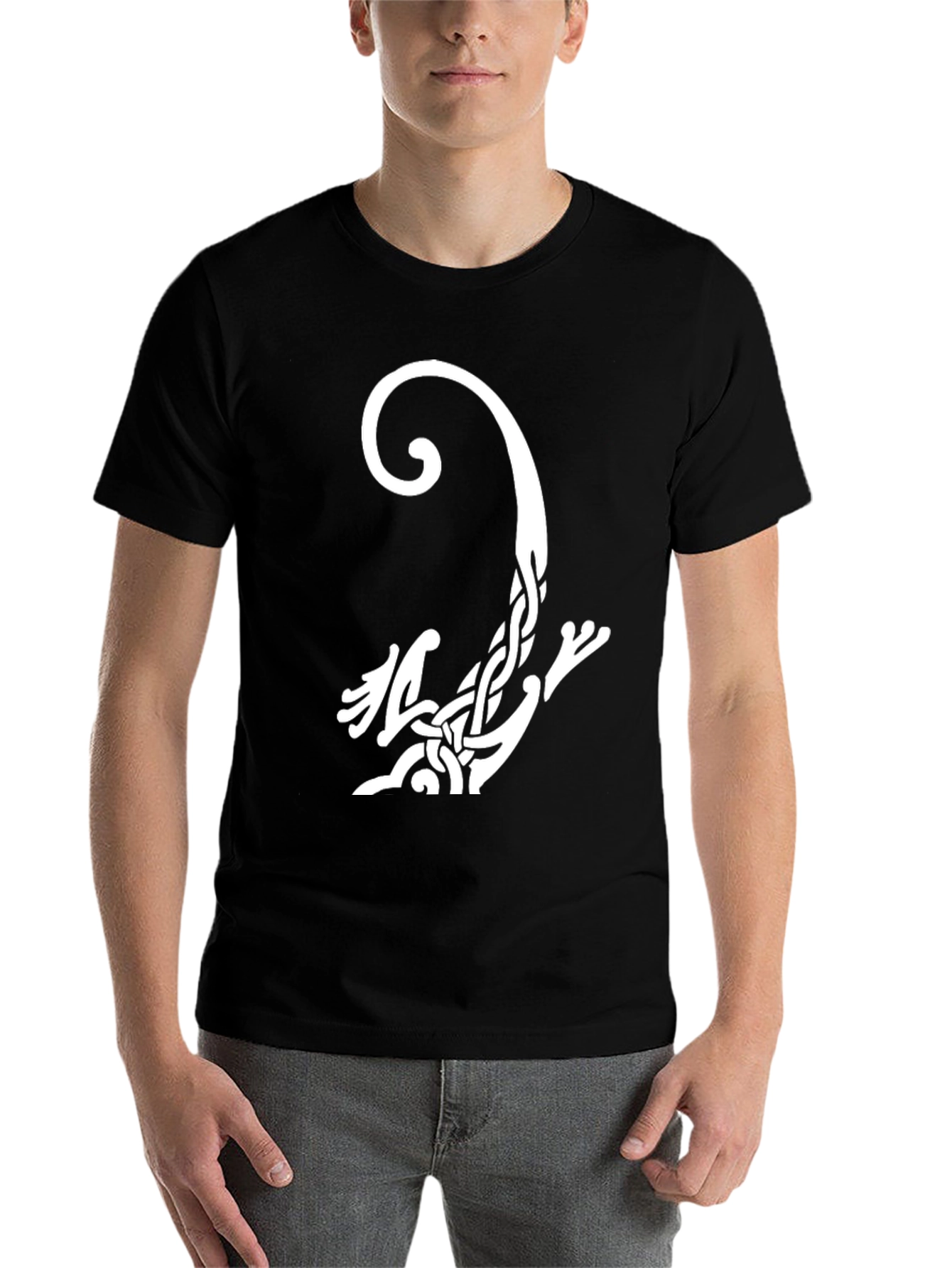 Black Celtic Knot Lizard Graphic Tee - Black Cotton Shirt view 7