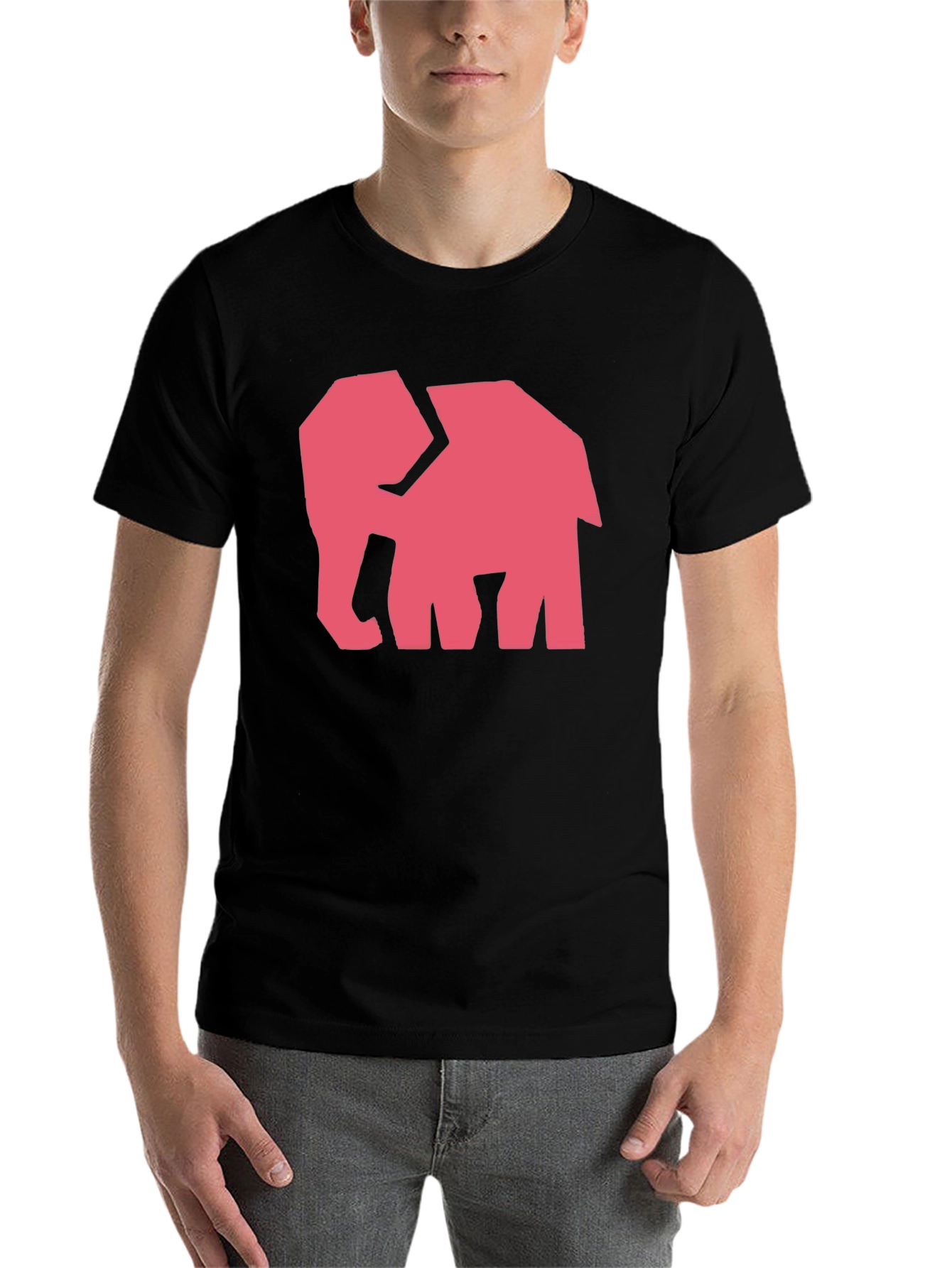 Black Modern Elephant Graphic Tee - Black Cotton Shirt view 7