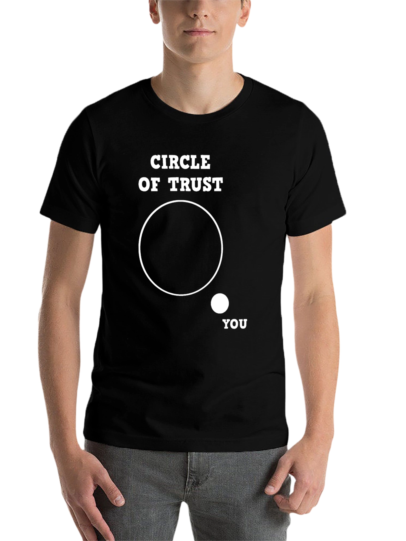 Black Circle of Trust Graphic T-Shirt - Funny Sarcastic Tee view 7