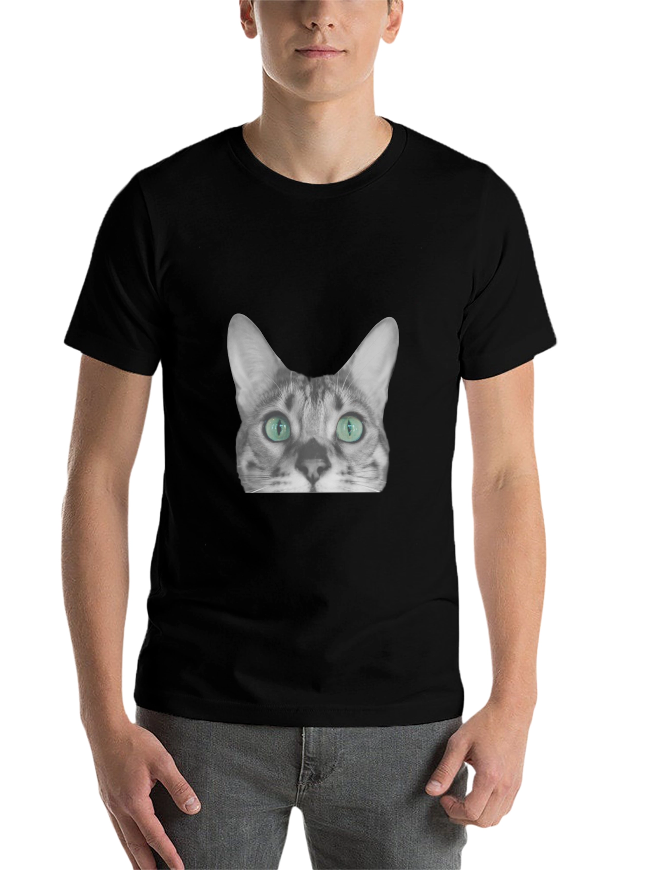 Black Cool Cat Graphic Tee - Black view 7
