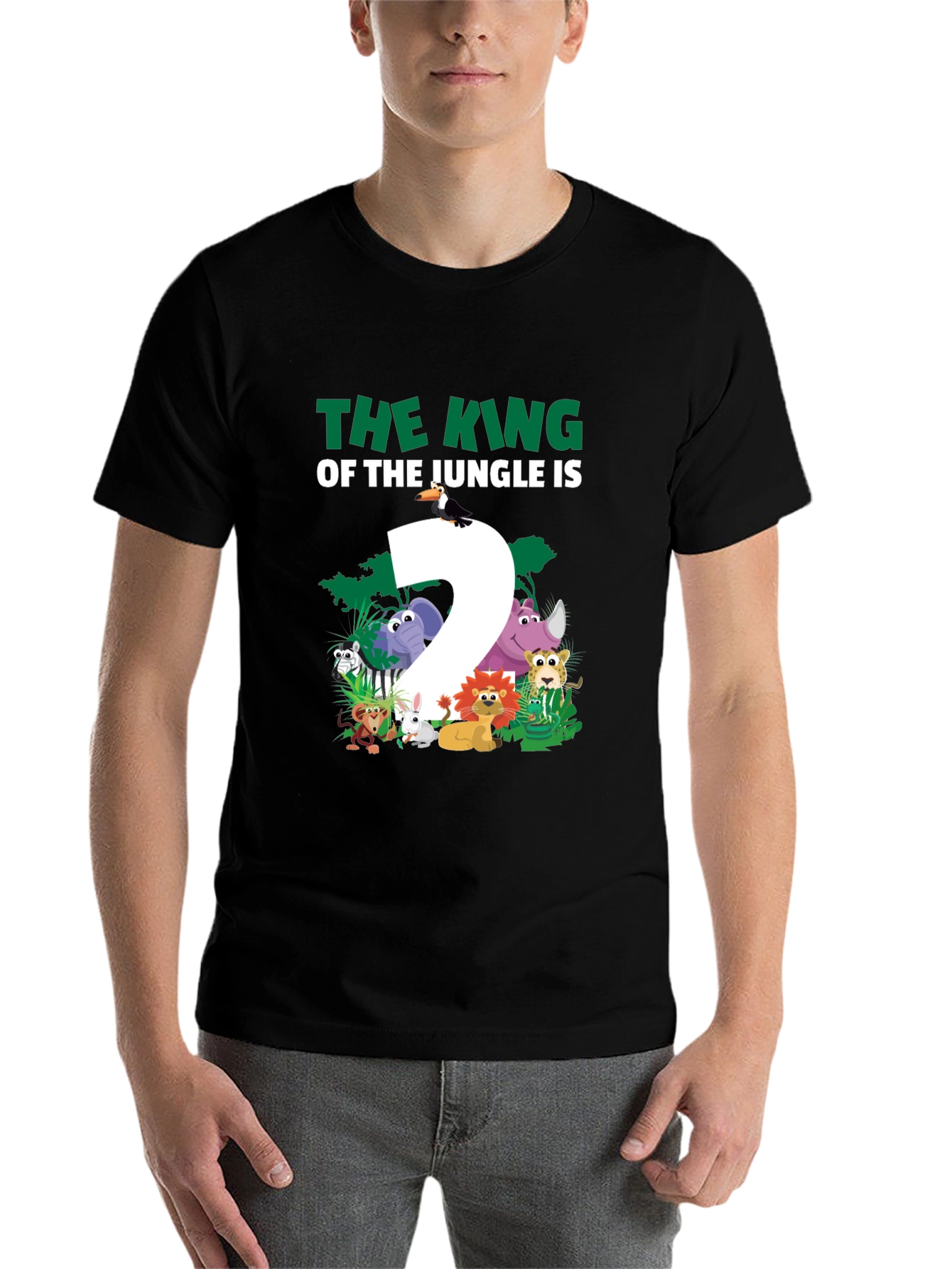Black King of the Jungle Birthday T-Shirt - Two Year Old view 7