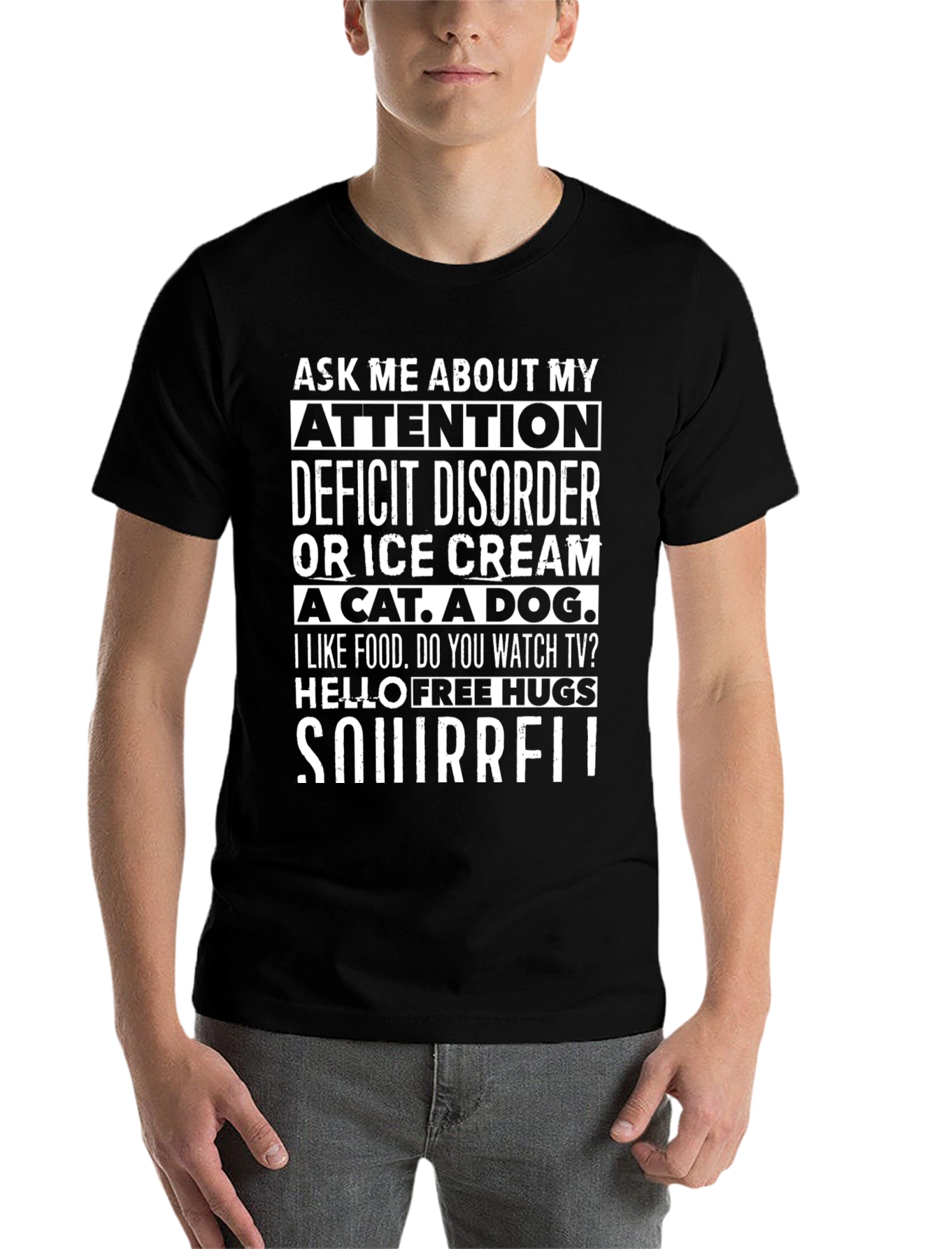Black Funny Attention Deficit Disorder Novelty T-Shirt view 7