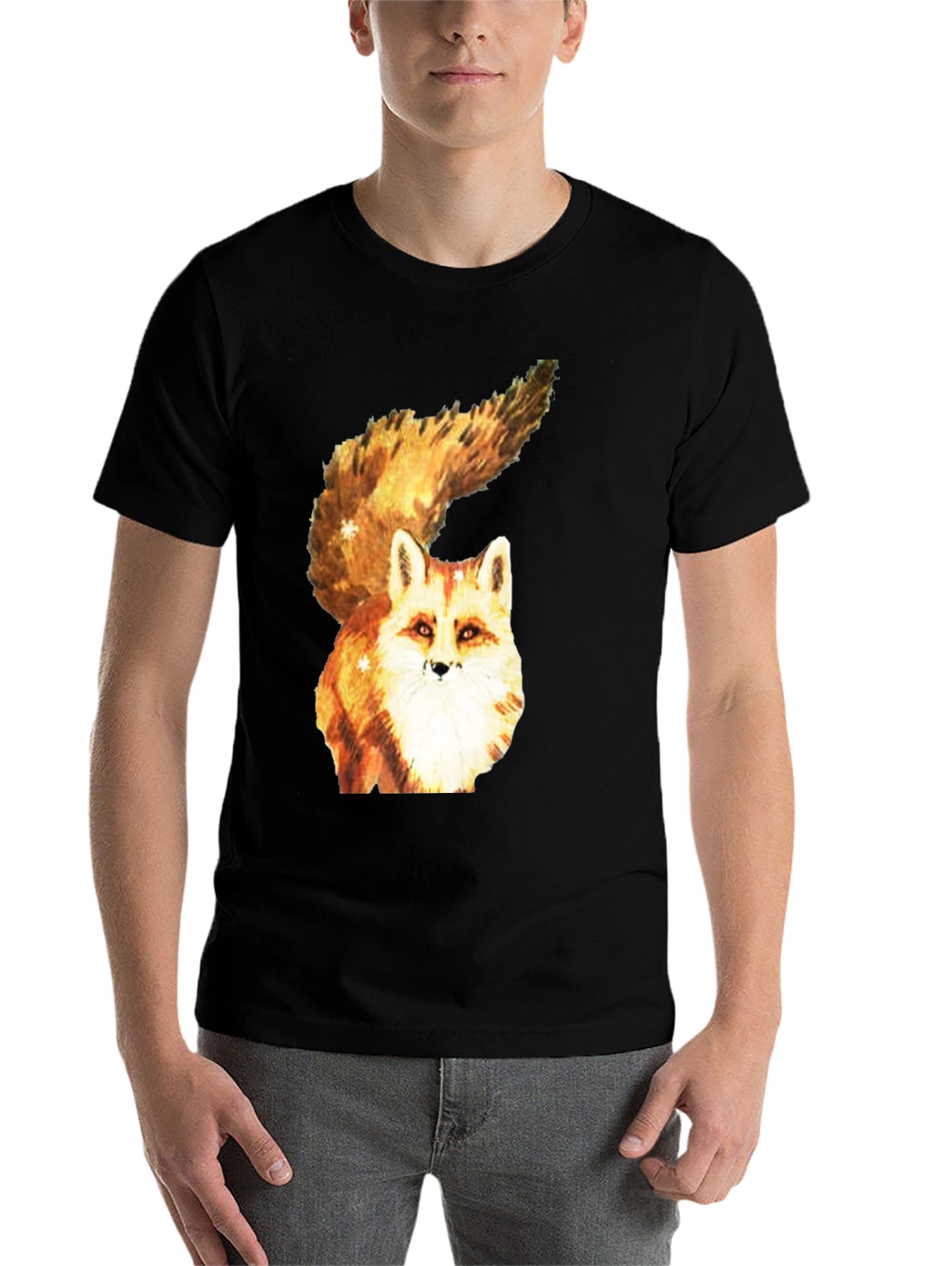 Black Fox Graphic Tee - Unique Animal Print T-Shirt view 7