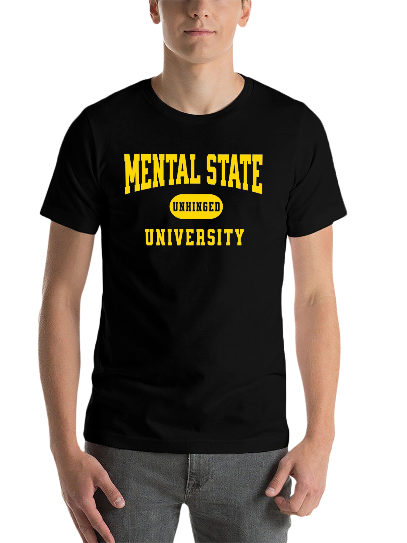 Black Mental State Unhinged University Black T-Shirt view 7