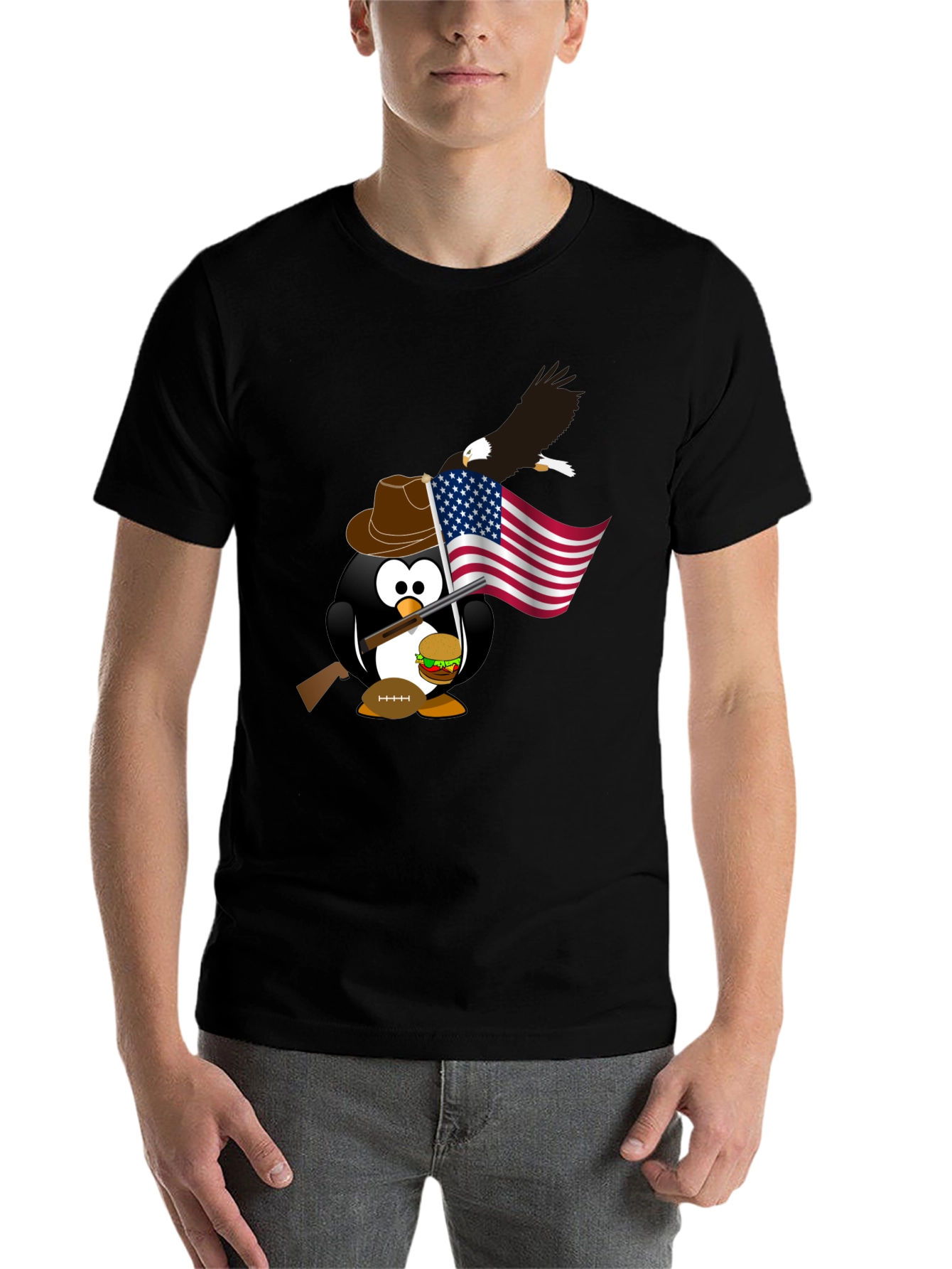 Black Patriotic Penguin T-Shirt view 7