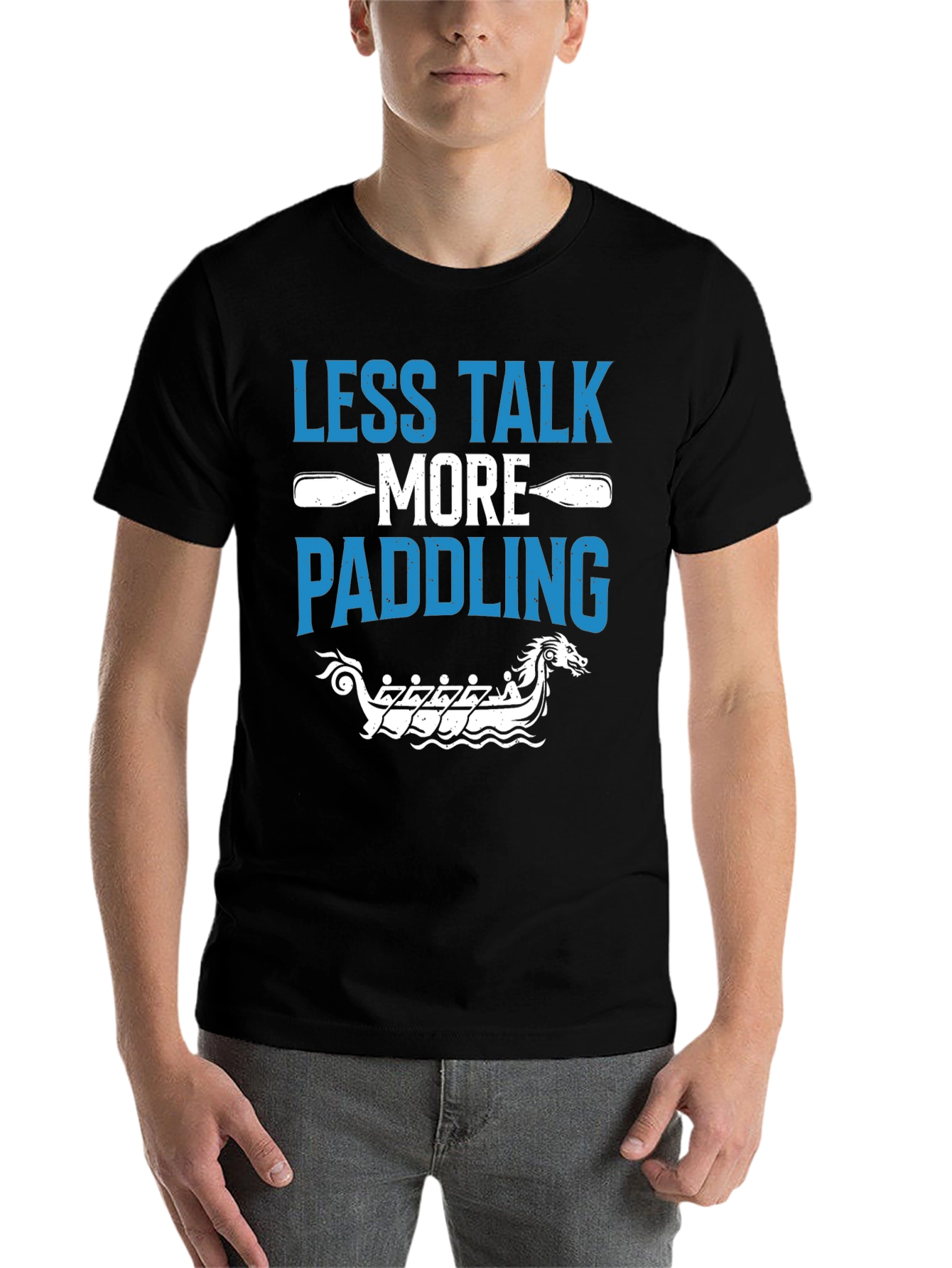 Black Less Talk More Paddling Graphic Tee view 7