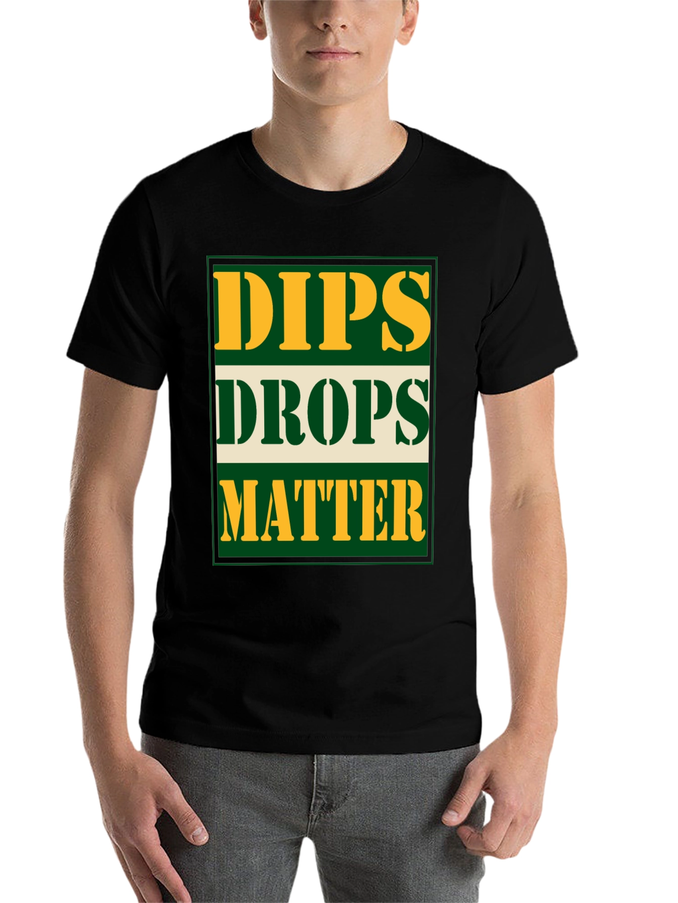 Black Dips Drops Matter Graphic Tee - Novelty Gym T-Shirt view 7