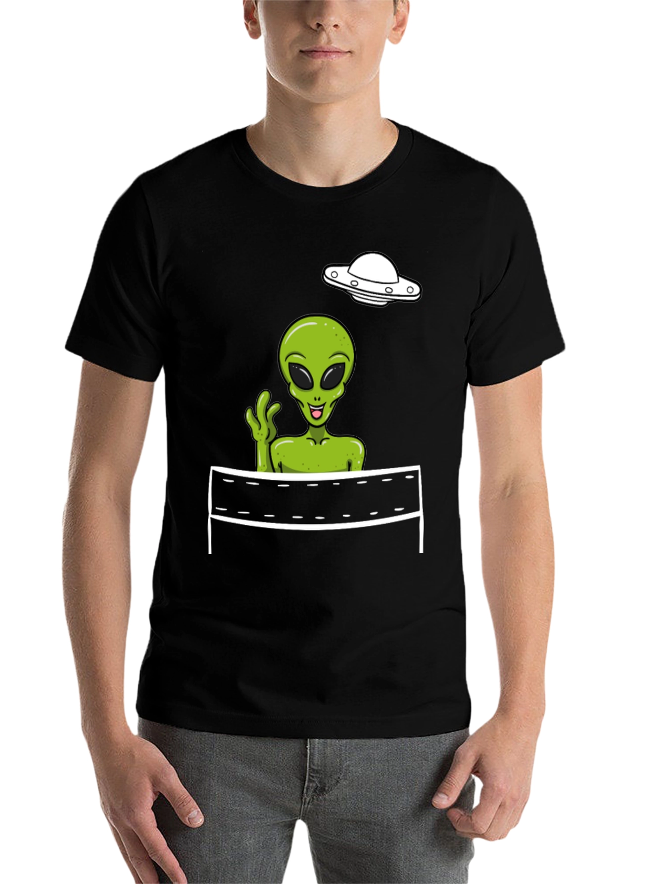 Black Alien Volleyball Graphic Tee view 7