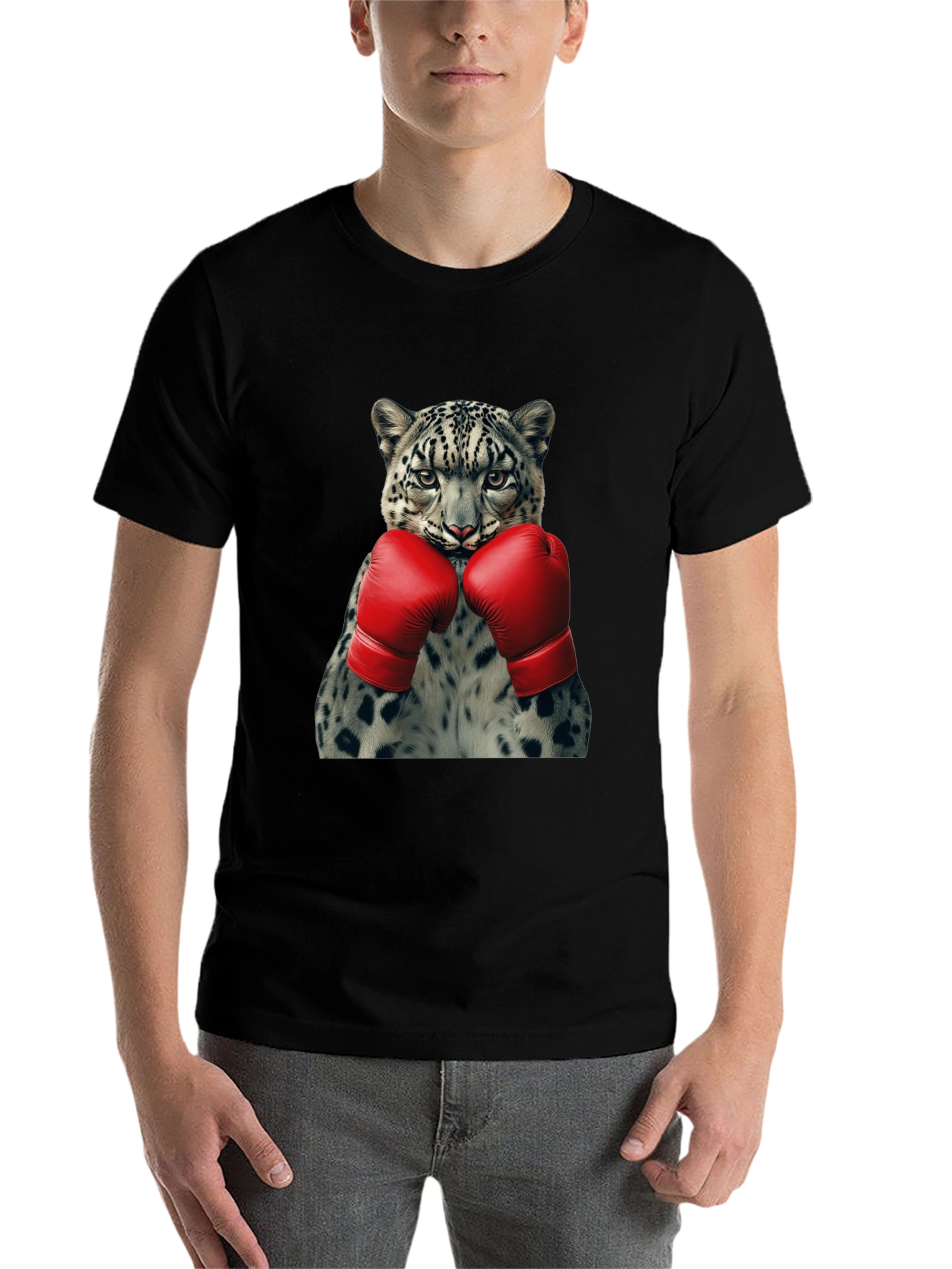 Black Leopard Boxer Graphic Tee - Punchy Style! view 7