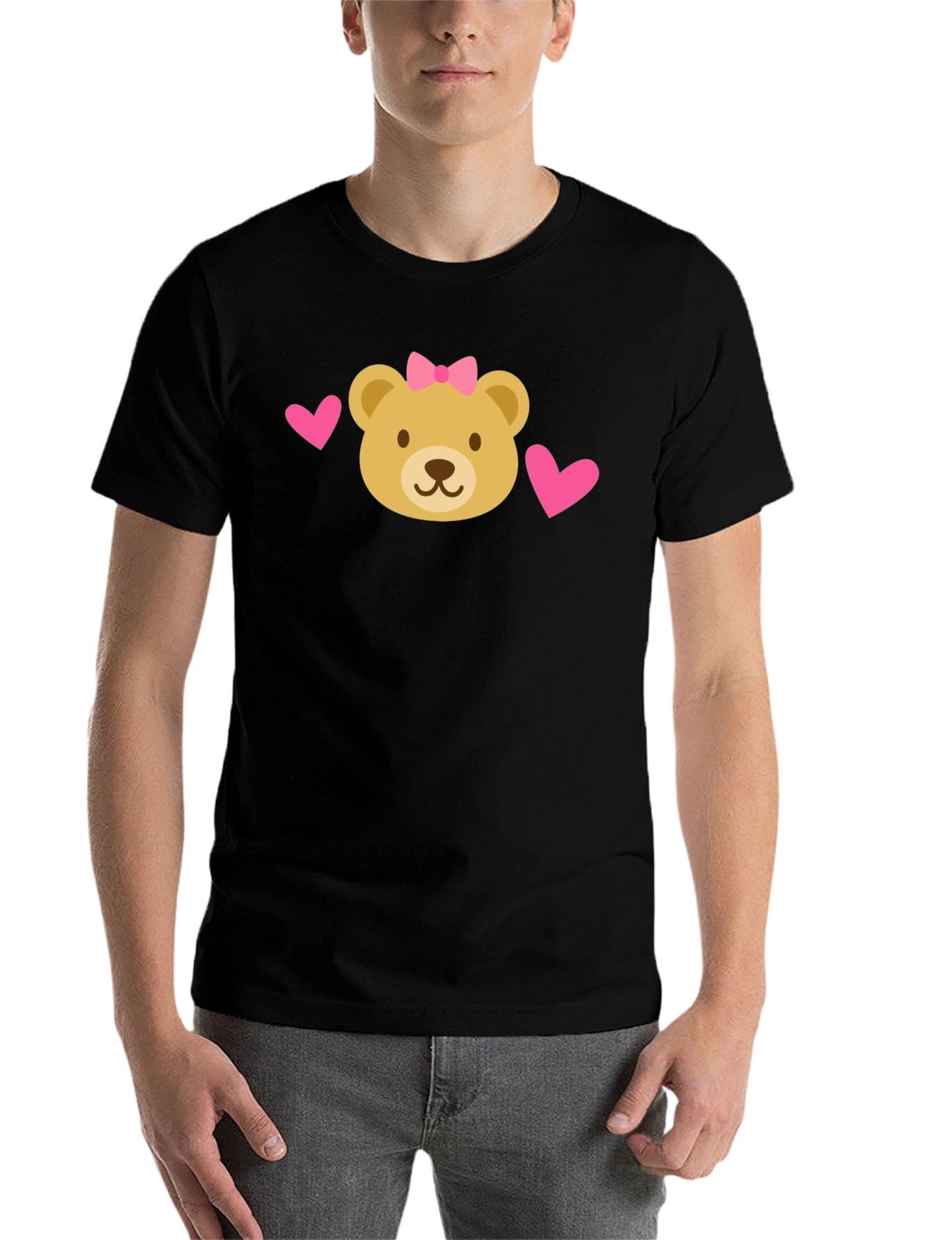 Black Cute Bear Heart T-Shirt view 7