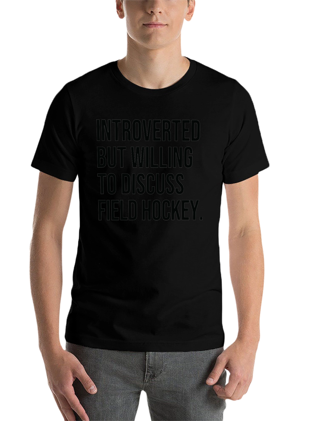 Black Introverted Field Hockey T-Shirt Funny Tee view 7