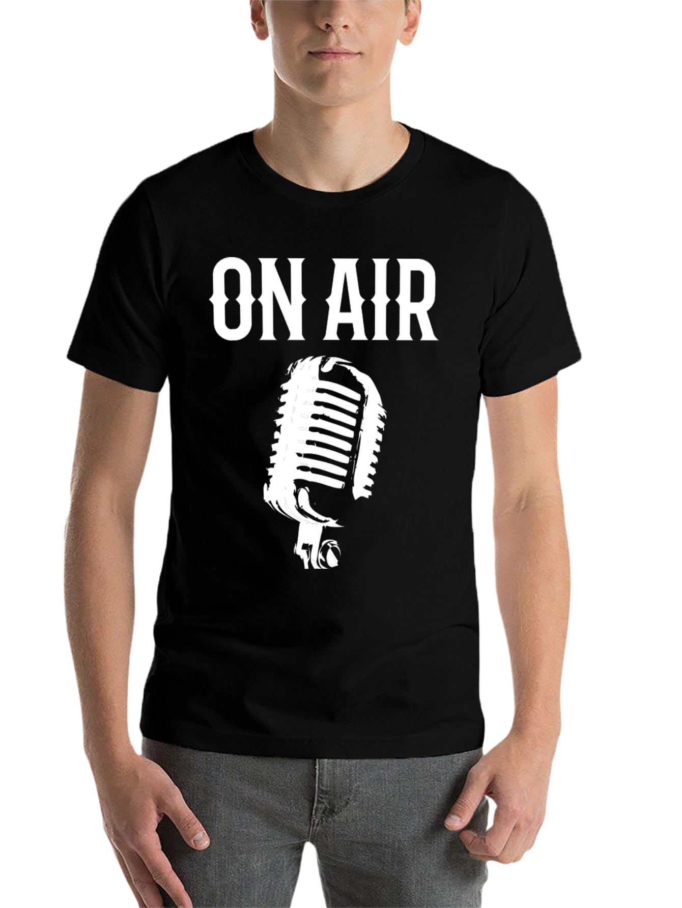 Black On Air Graphic Tee - Vintage Microphone Design view 7