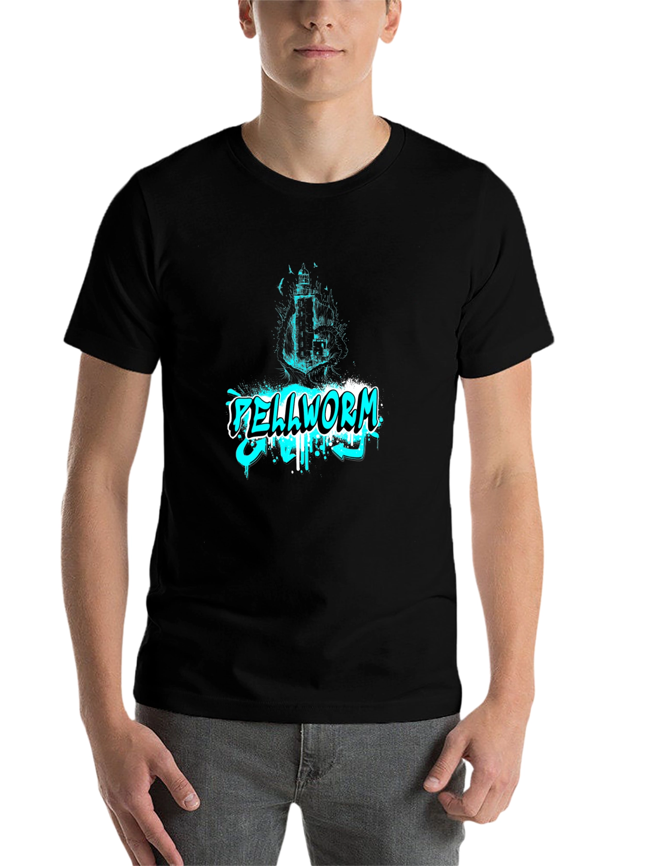 Black Hellworm Graphic Print Black T-Shirt view 7