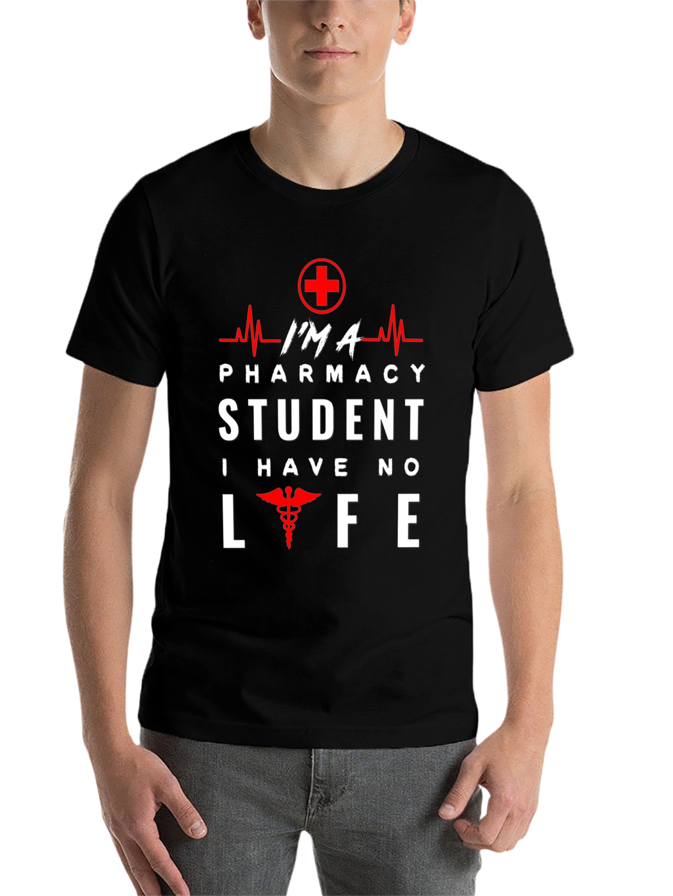 Black Pharmacy Student T-Shirt - No Life Funny Design view 7