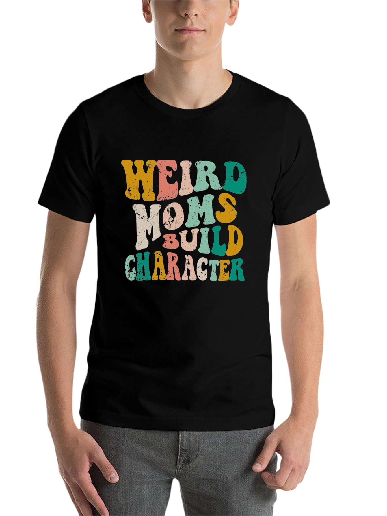 Black Weird Moms Build Character Graphic Tee view 7