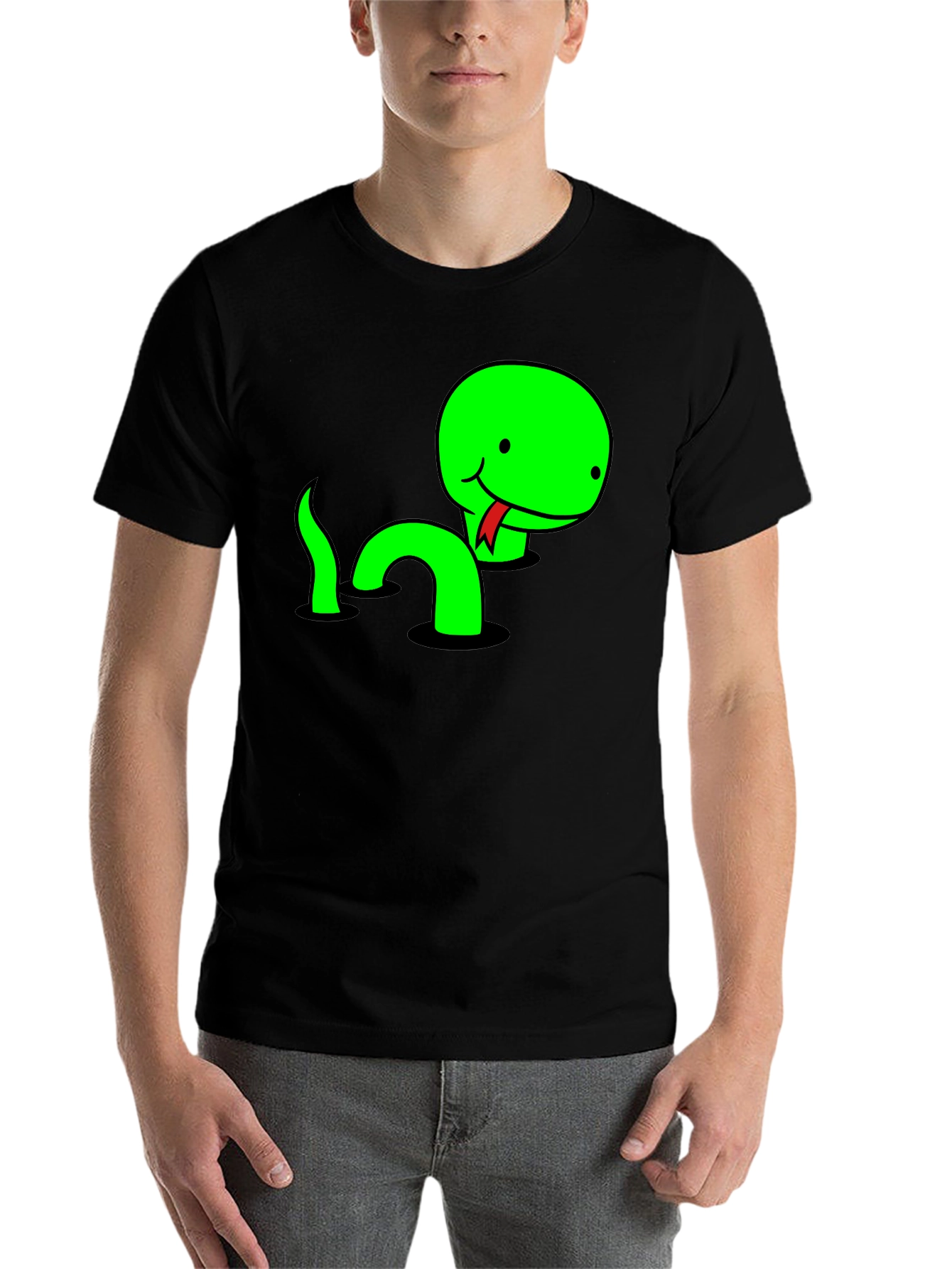 Black Funny Snake T-Shirt - Cute Cartoon Reptile Tee view 7
