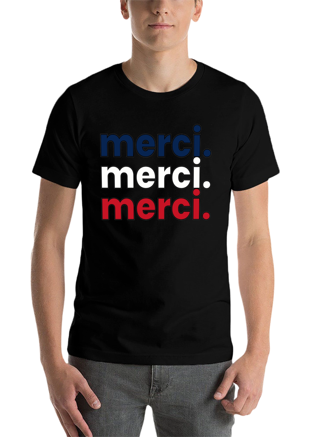 Black Merci Graphic Tee - Stylish French Thank You T-Shirt view 7