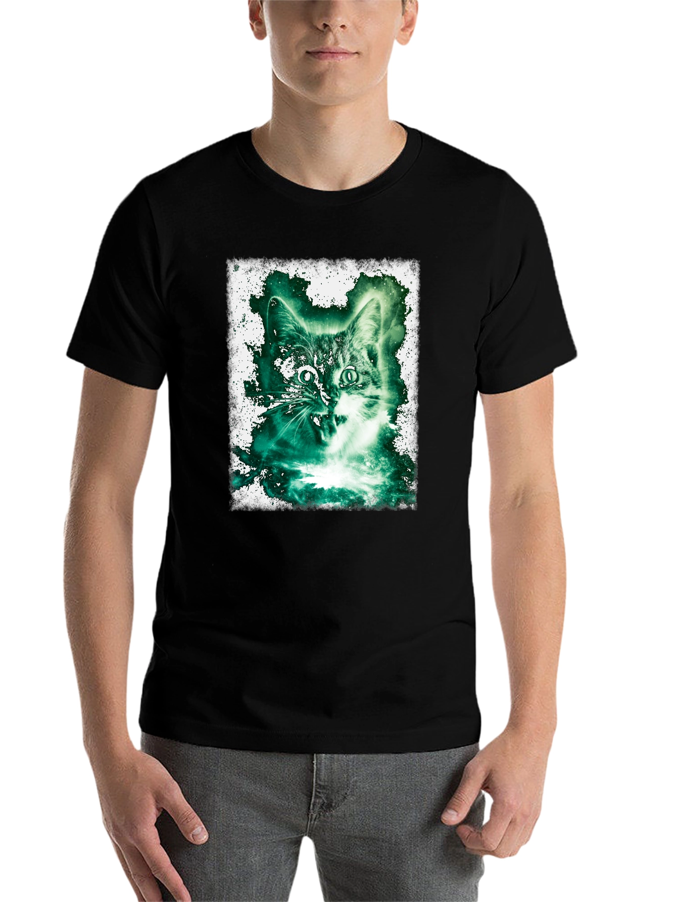 Black Emerald Cat Graphic Tee view 7