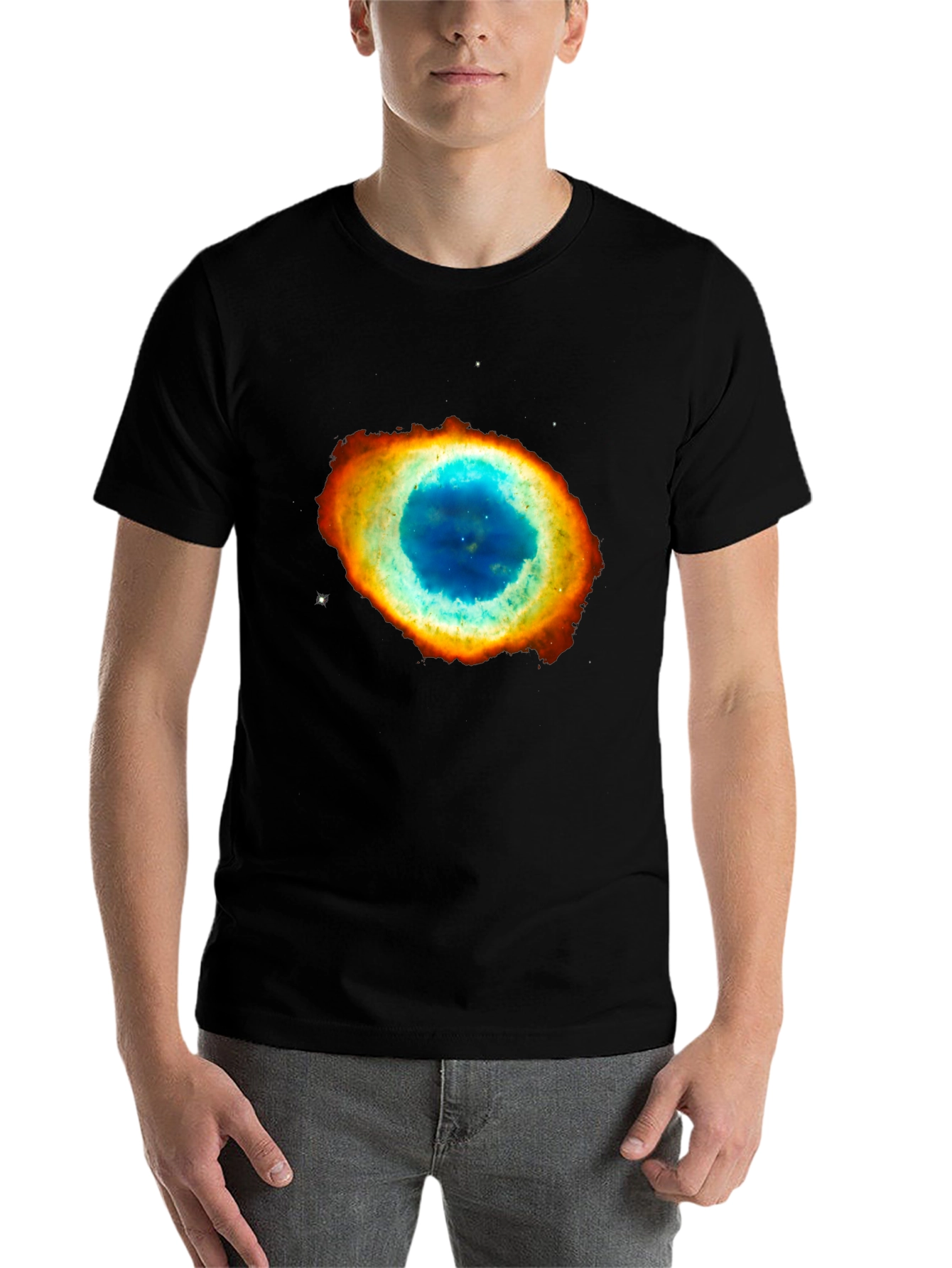 Black Nebula Print Black T-Shirt view 7