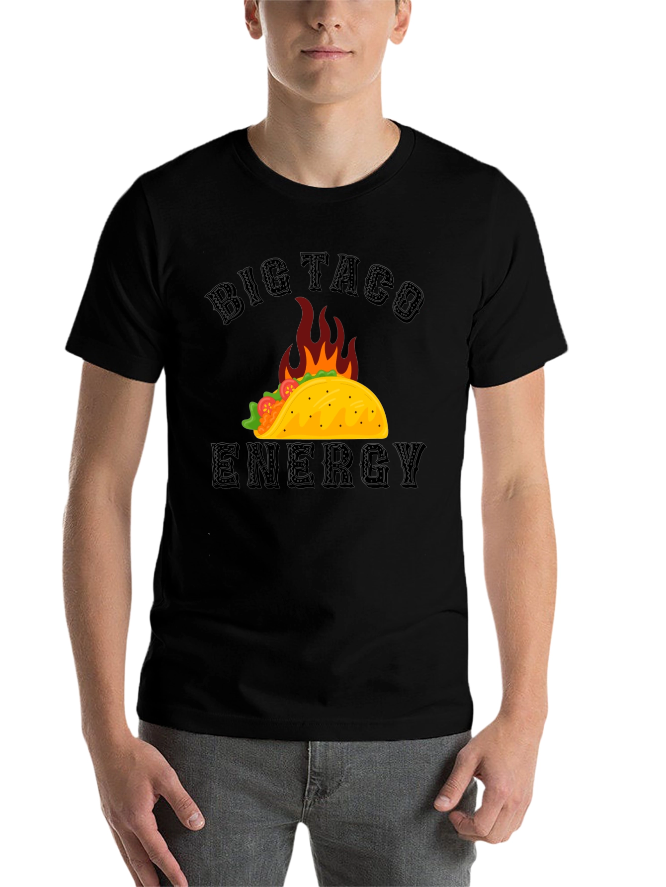 Black Big Taco Energy Graphic T-Shirt view 7