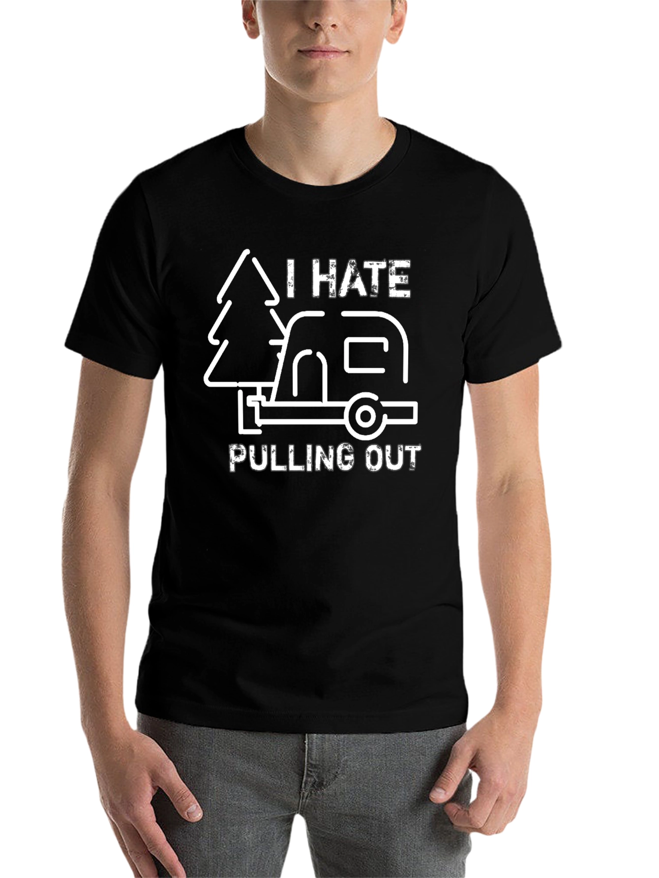 Black Funny Camping T-Shirt - I Hate Pulling Out view 7