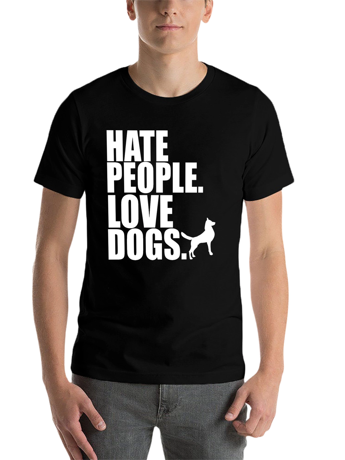 Black Hate People Love Dogs Graphic Tee view 7