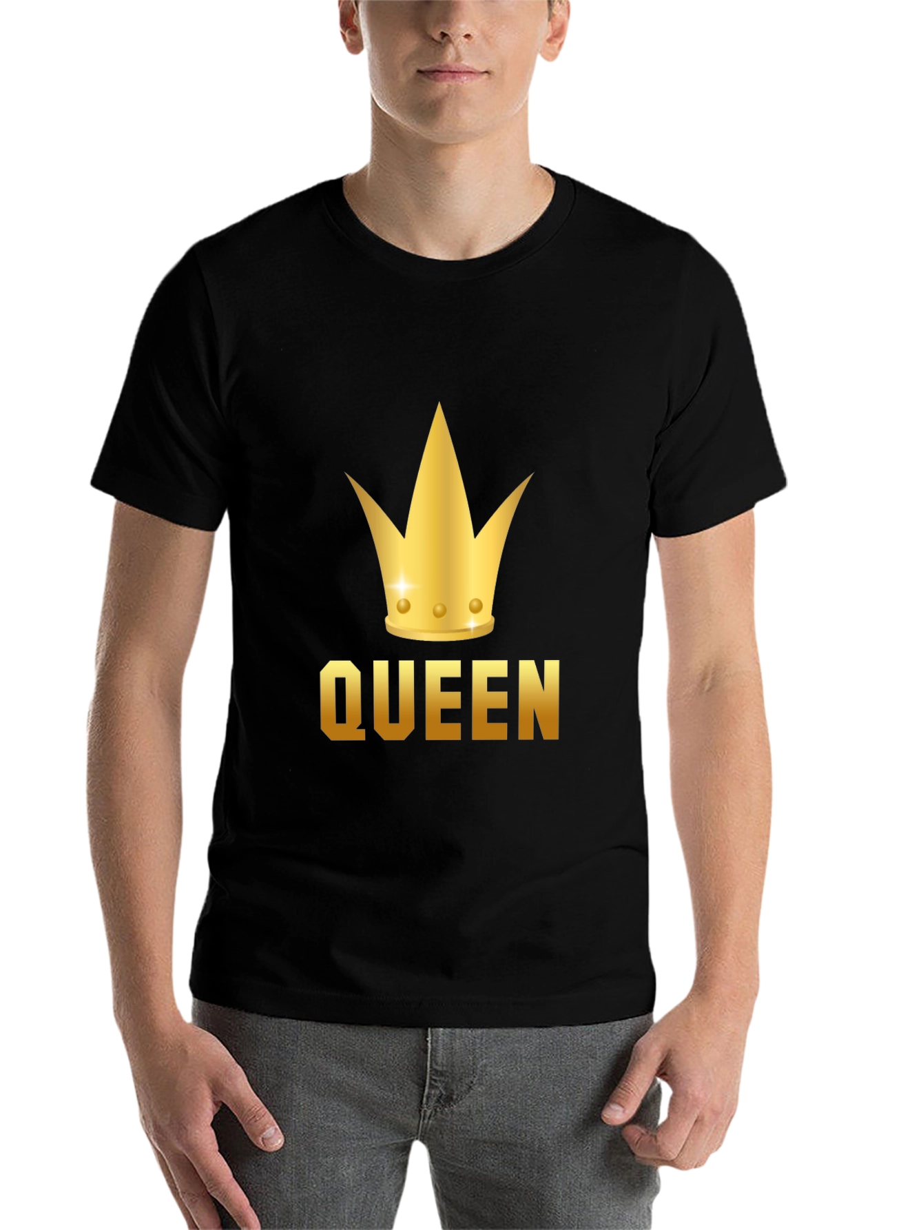 Black Queen Crown Graphic Tee - Black Cotton T-Shirt view 7