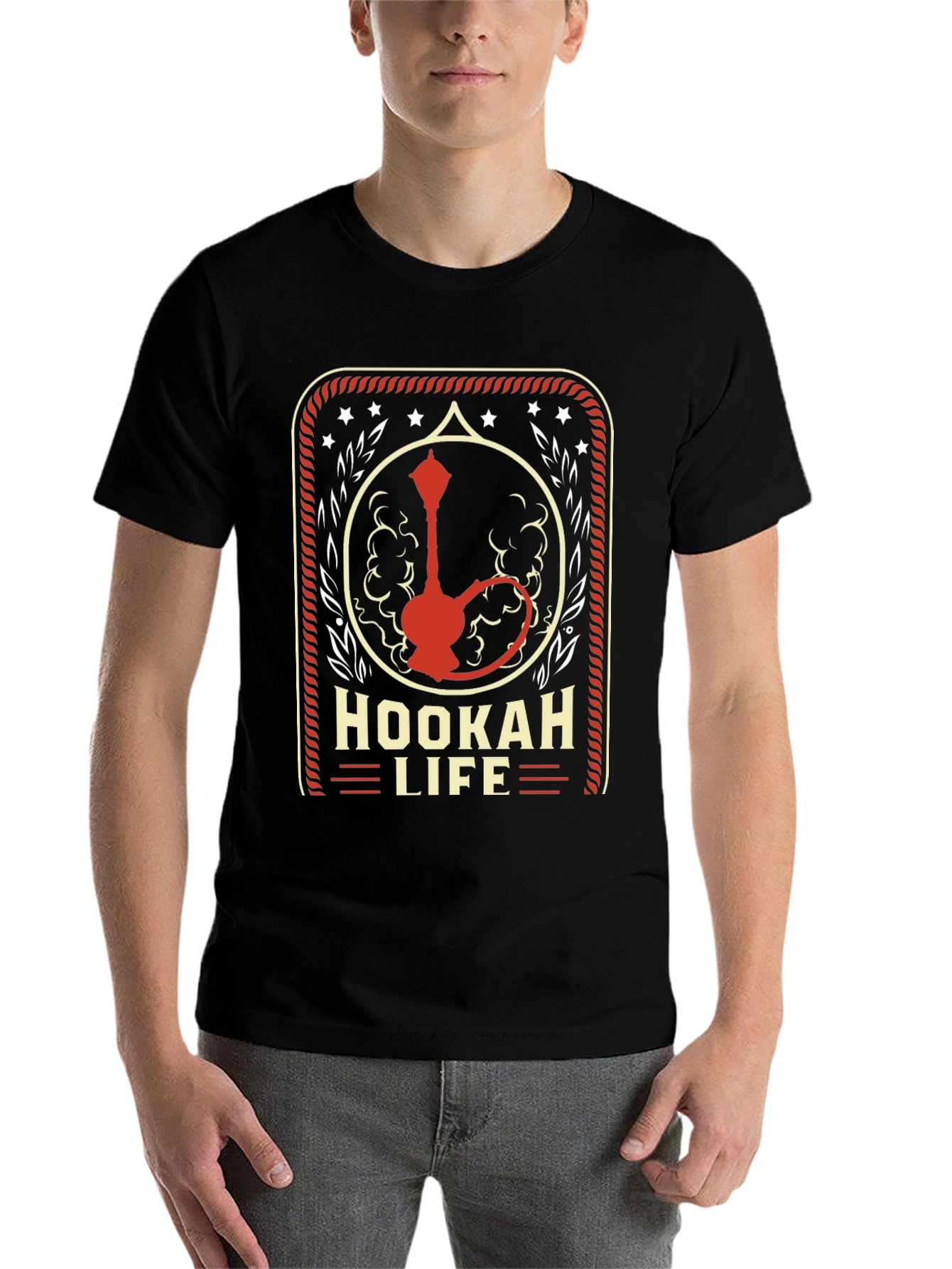 Black Hookah Life Graphic T-Shirt - Casual Wear view 7